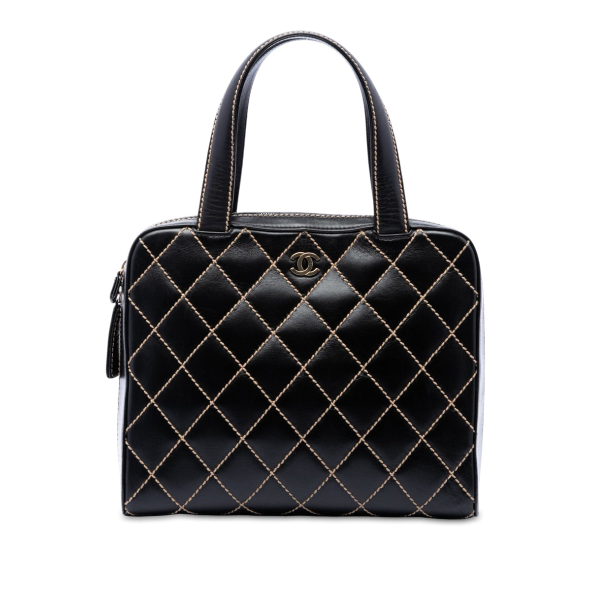 Chanel CC Lambskin Wild Stitch Handbag — Black