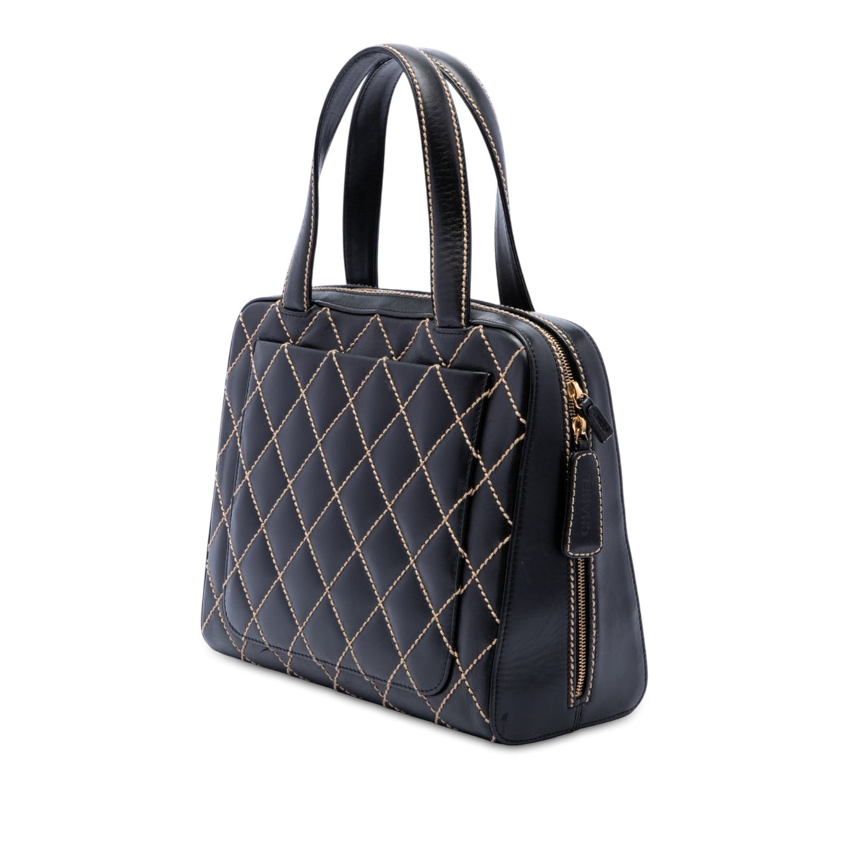 Chanel CC Lambskin Wild Stitch Handbag — Black