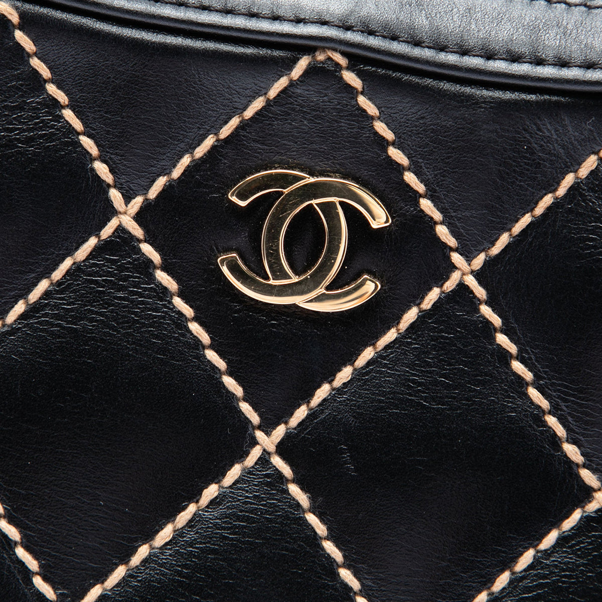 Chanel CC Lambskin Wild Stitch Handbag — Black