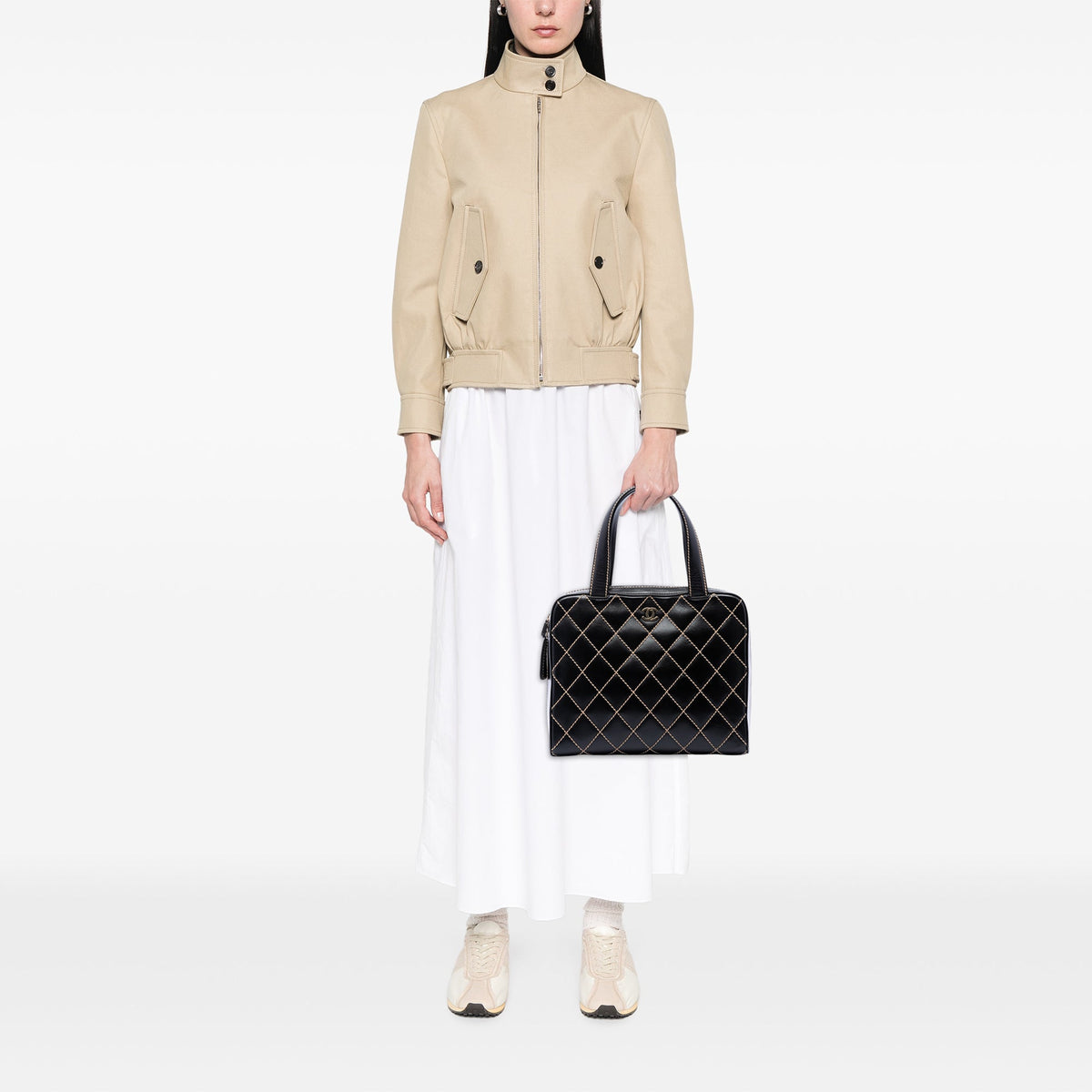 Chanel CC Lambskin Wild Stitch Handbag — Black