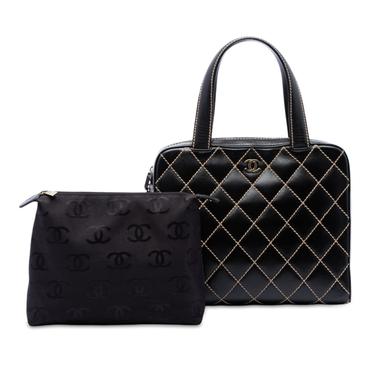 Chanel CC Lambskin Wild Stitch Handbag — Black