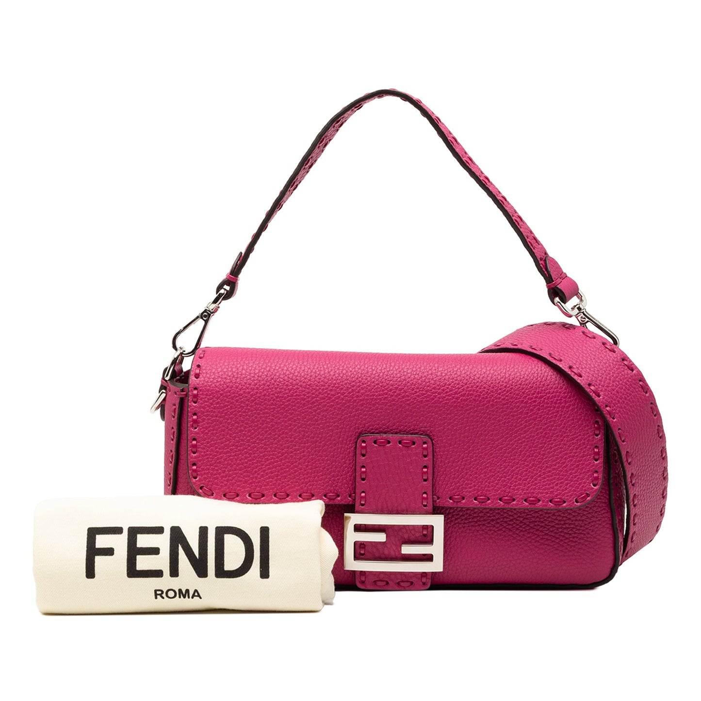 Fendi Leather Selleria Baguette Satchel