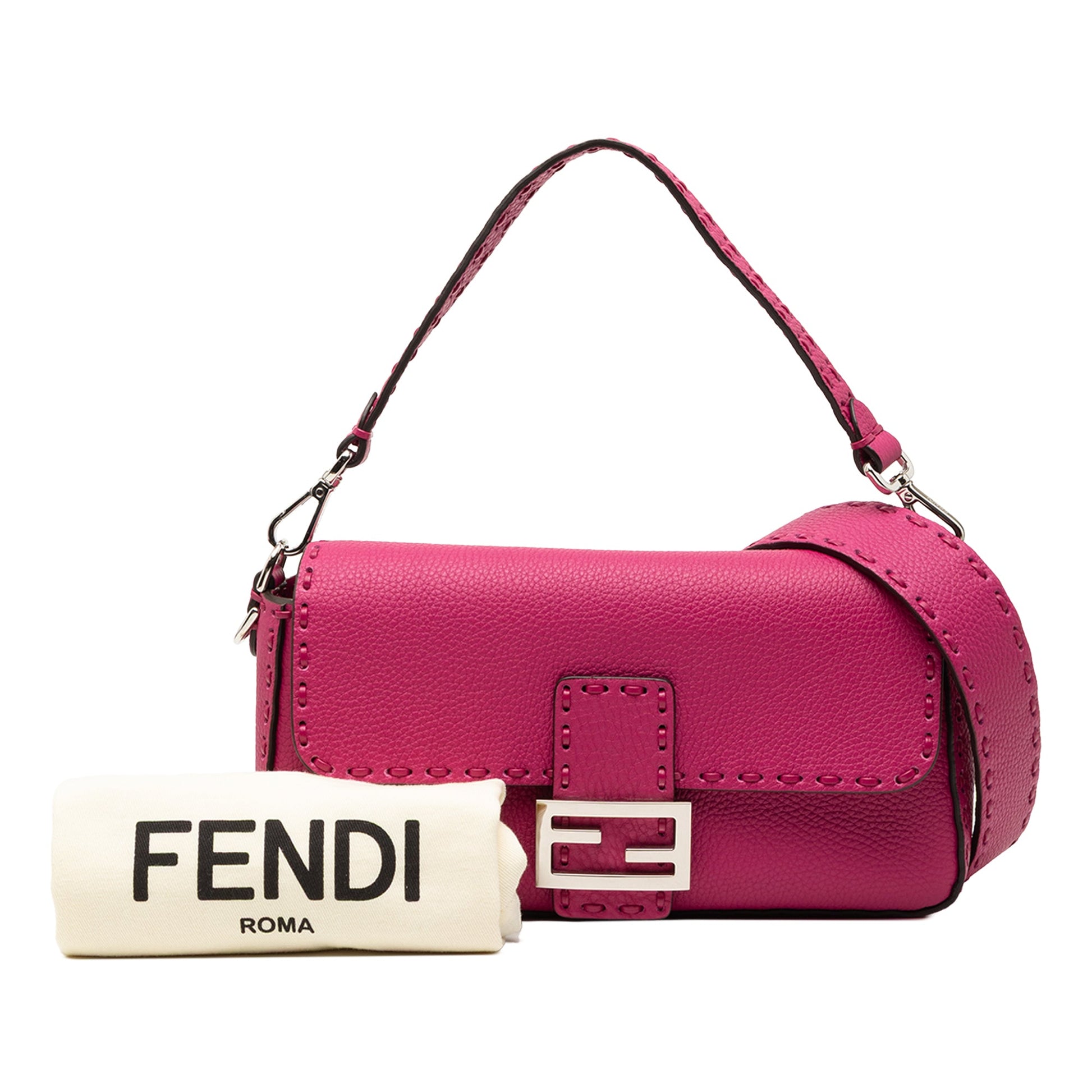 Fendi Leather Selleria Baguette Satchel
