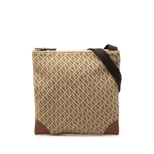 Fendi Zucchino Wool Crossbody — Beige