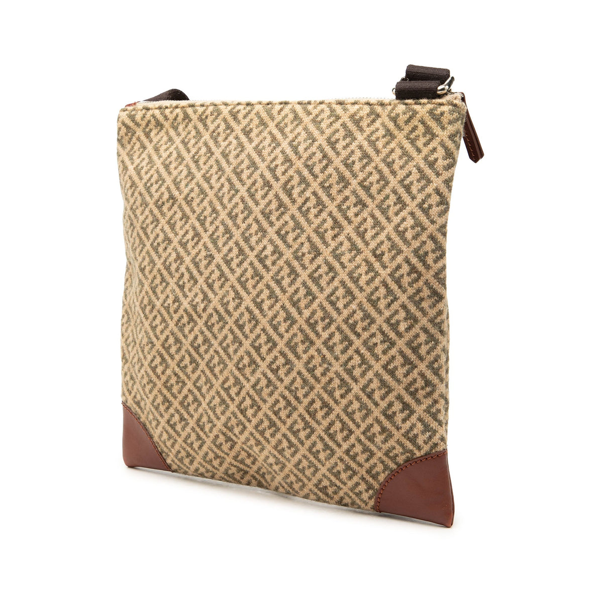 Fendi Zucchino Wool Crossbody — Beige
