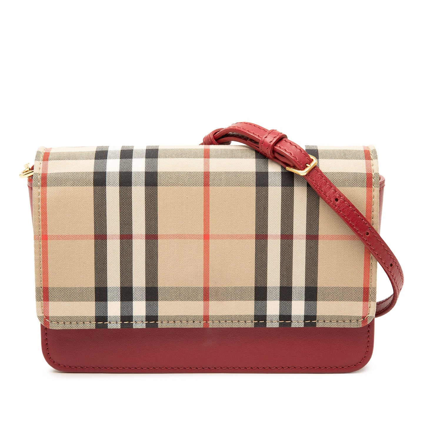 Burberry House Check Trimmed Leather Flap Crossbody