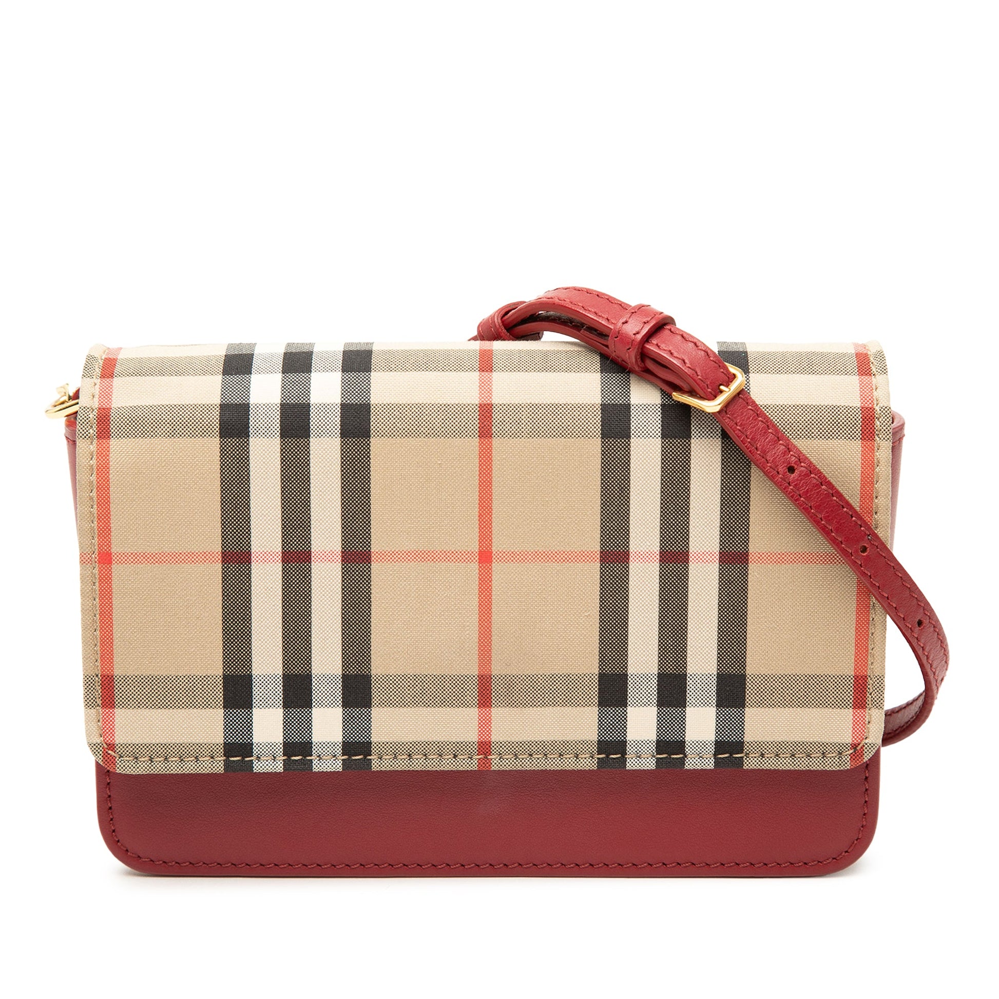 Burberry House Check Trimmed Leather Flap Crossbody