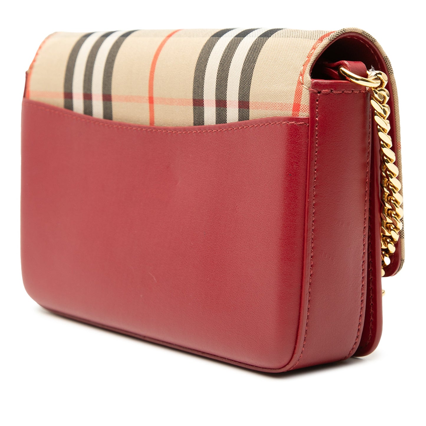 Burberry House Check Trimmed Leather Flap Crossbody
