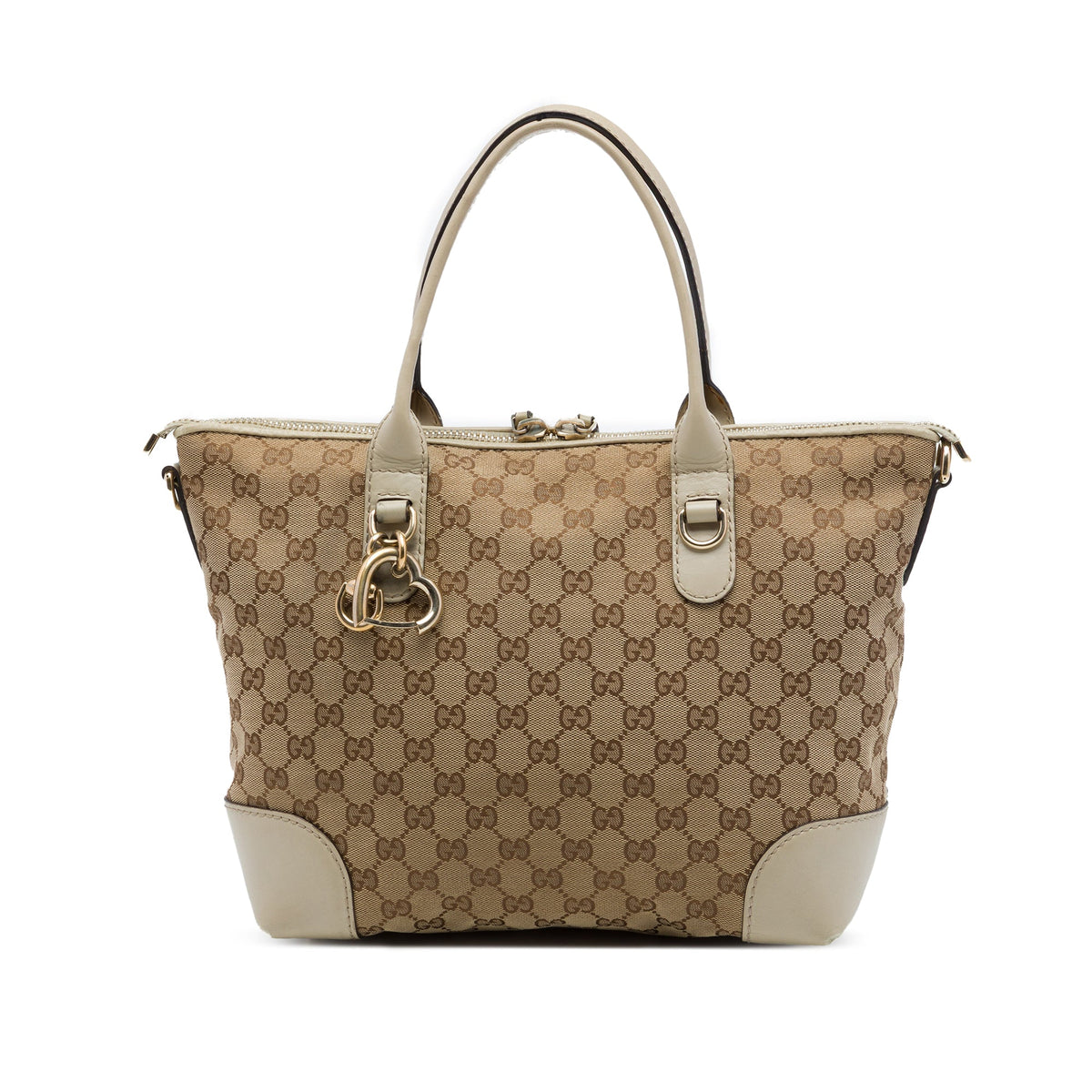 Gucci GG Canvas Heart Bit Satchel — Brown