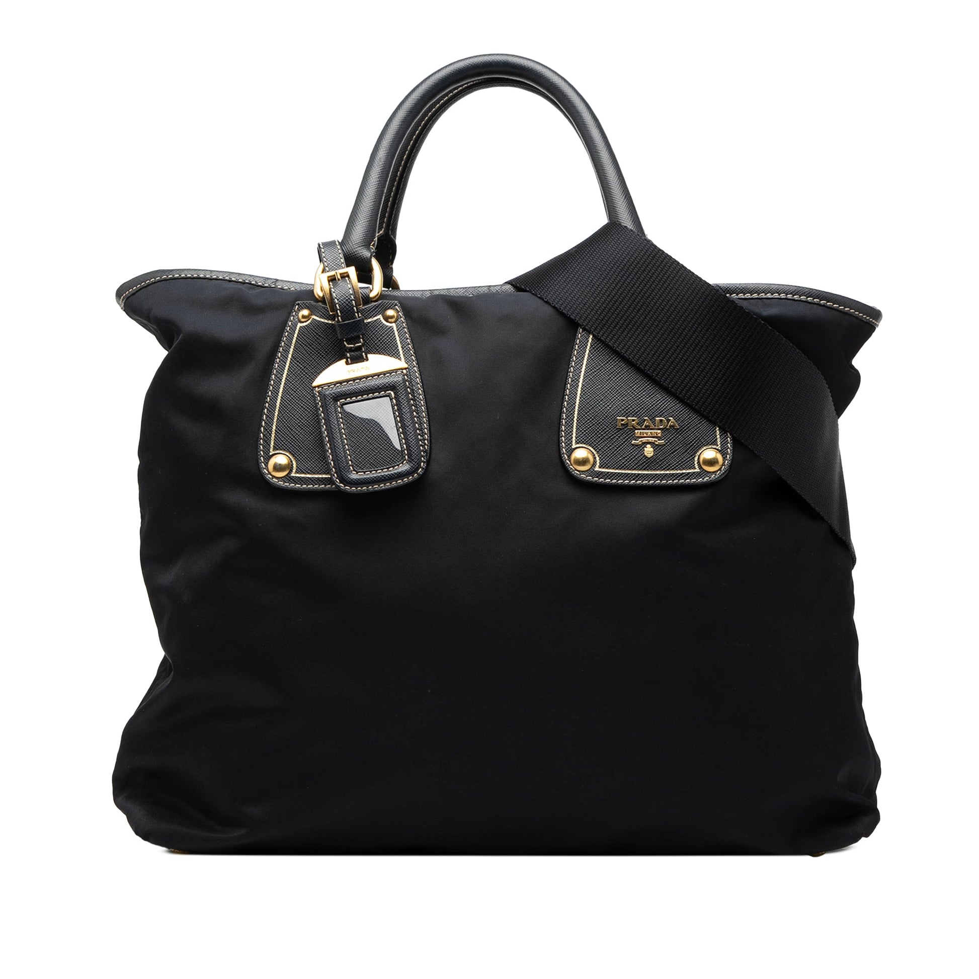 Saffiano Trimmed Tessuto Satchel