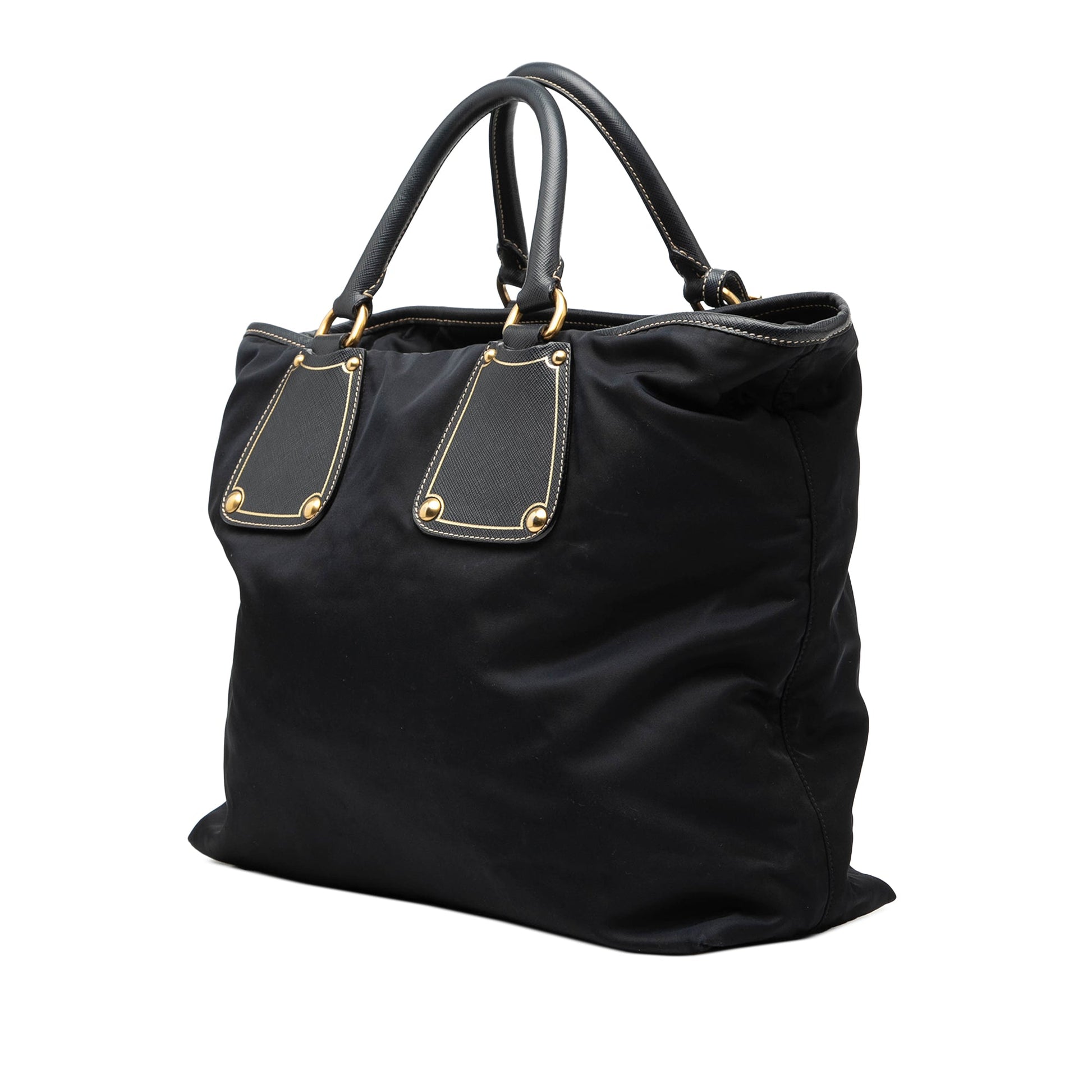 Saffiano Trimmed Tessuto Satchel