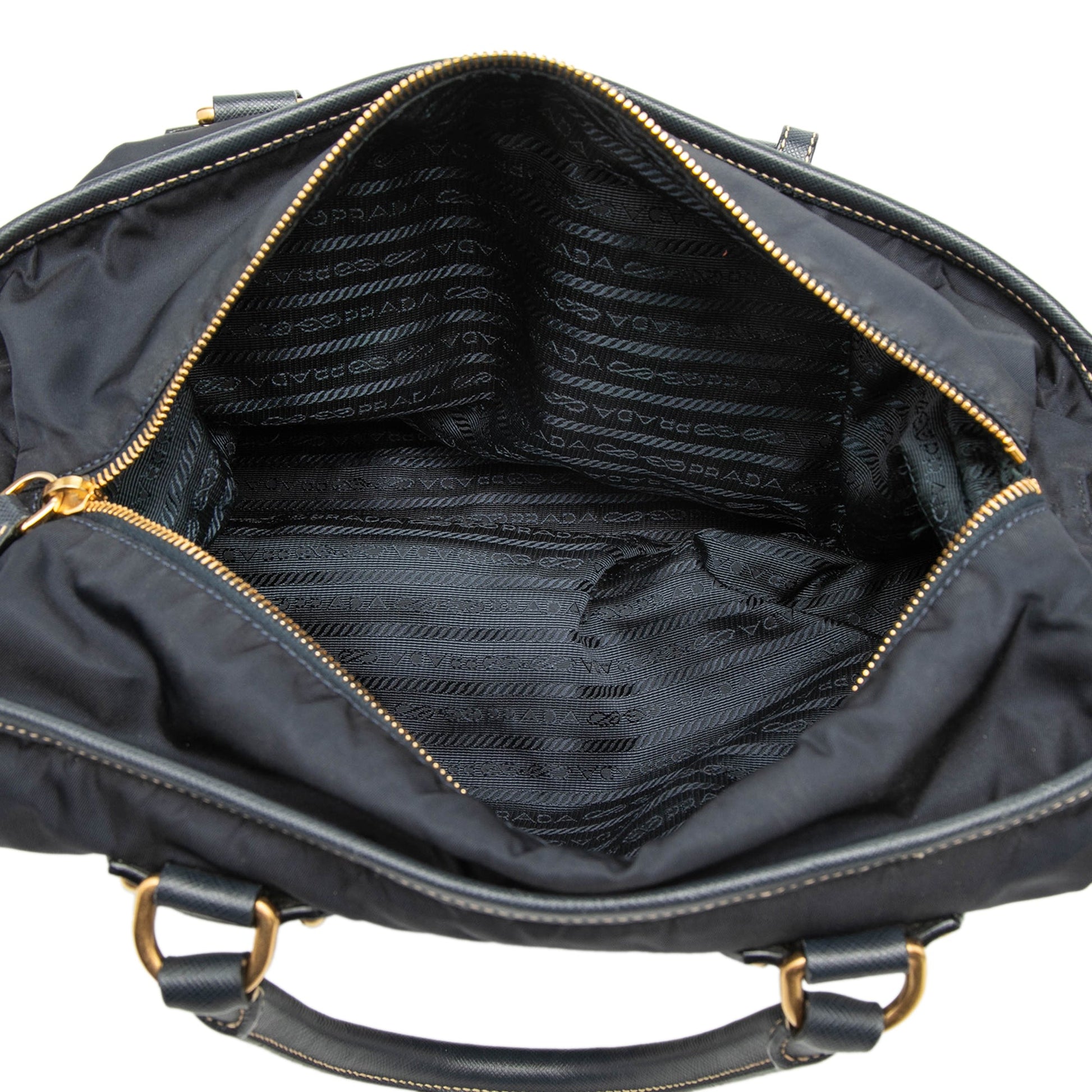 Saffiano Trimmed Tessuto Satchel