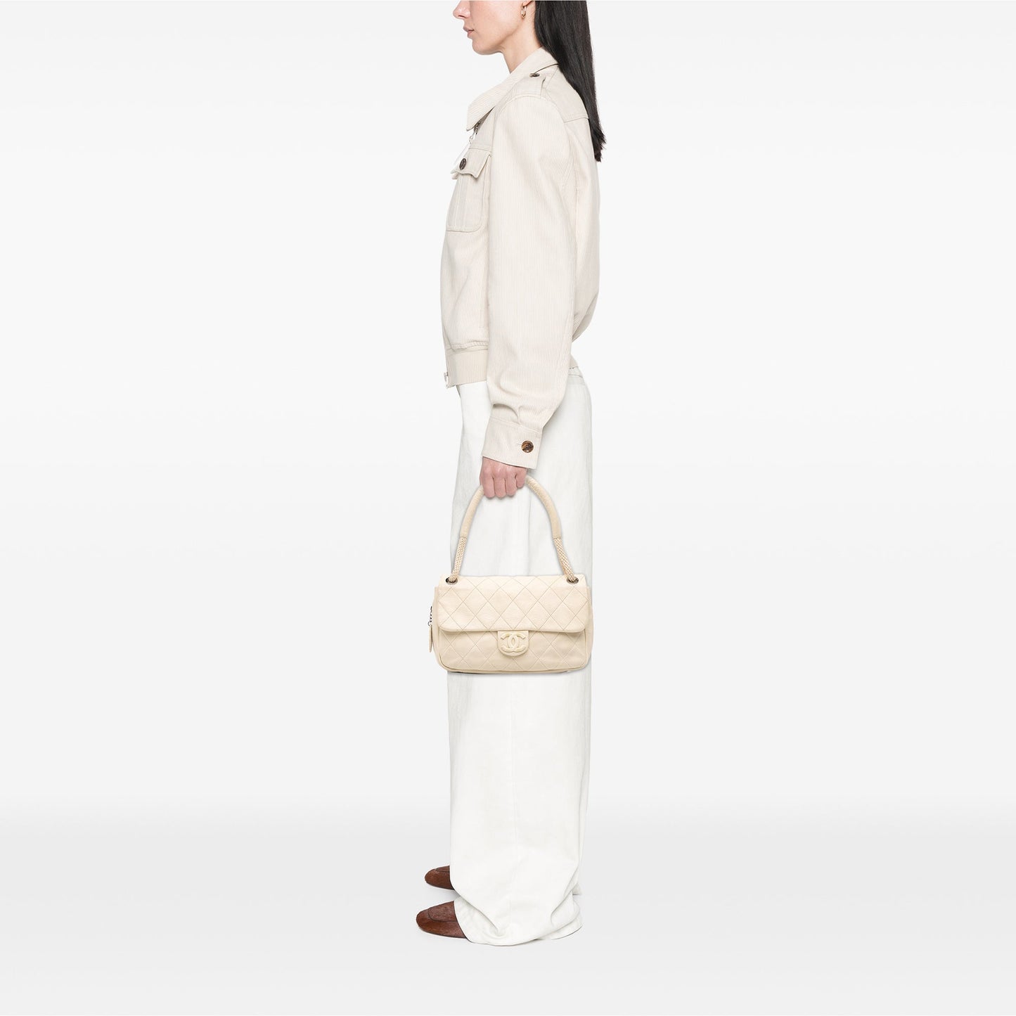Chanel Quilted Calfskin Expandable Zip Yacht Flap