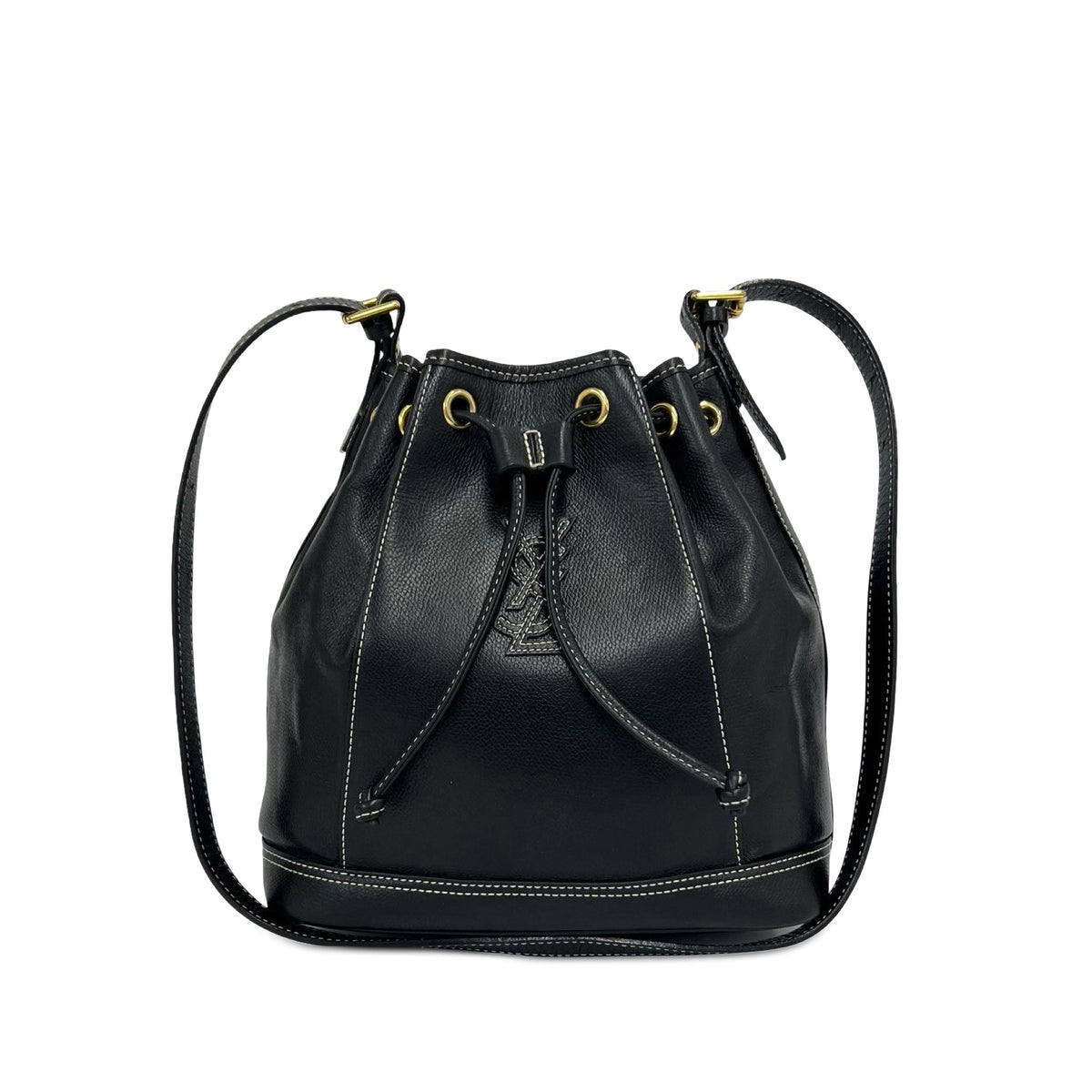 Saint Laurent Leather Bucket Bag — Black