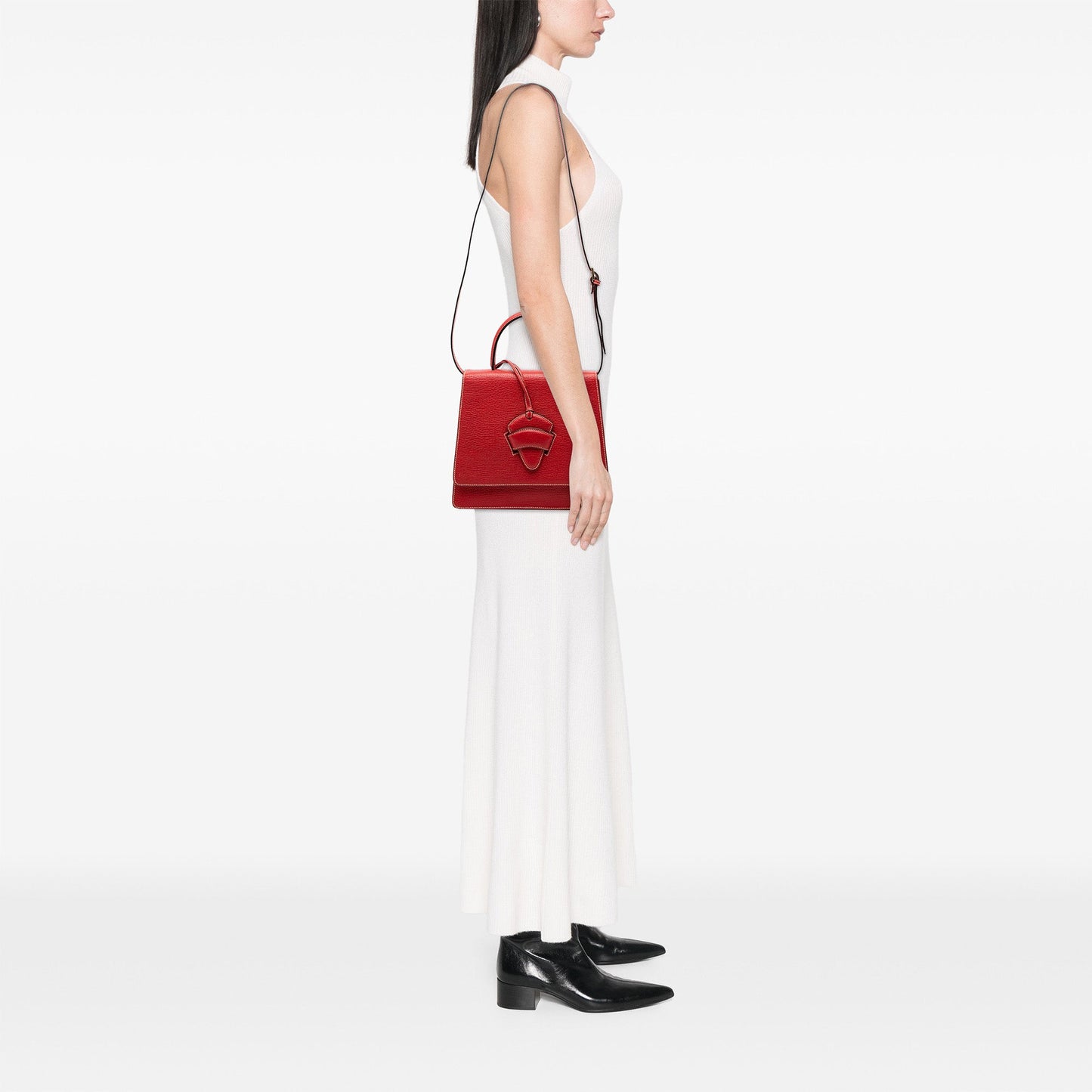 Textured Leather Barcelona Top Handle Bag