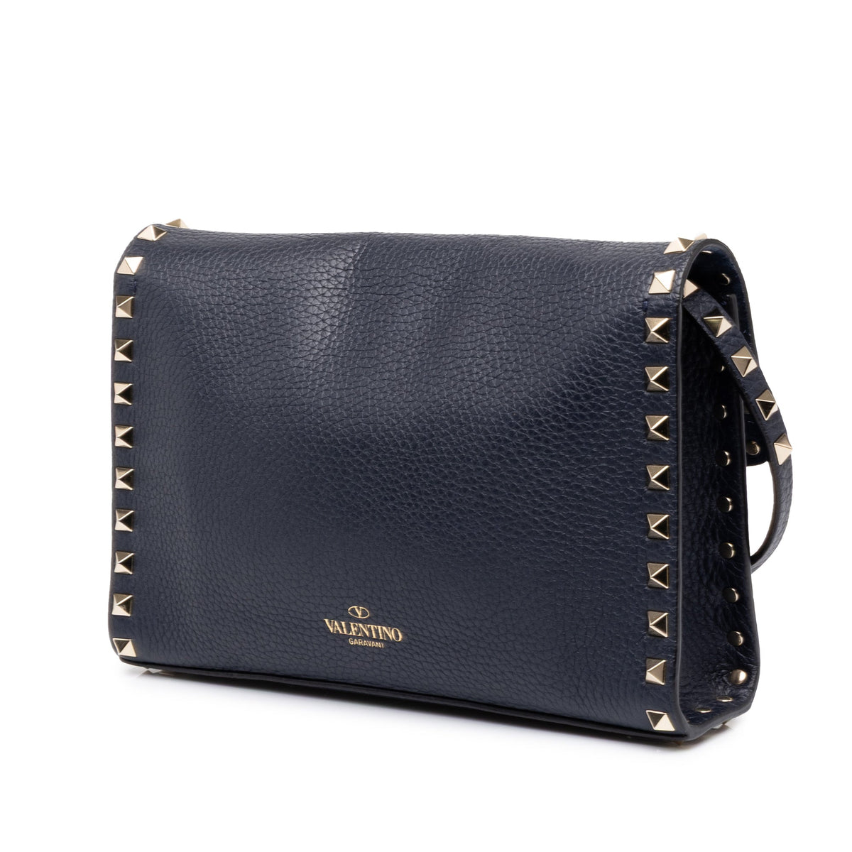 Valentino Medium Pebbled Calfskin Rockstud Flip Lock Crossbody — Blue