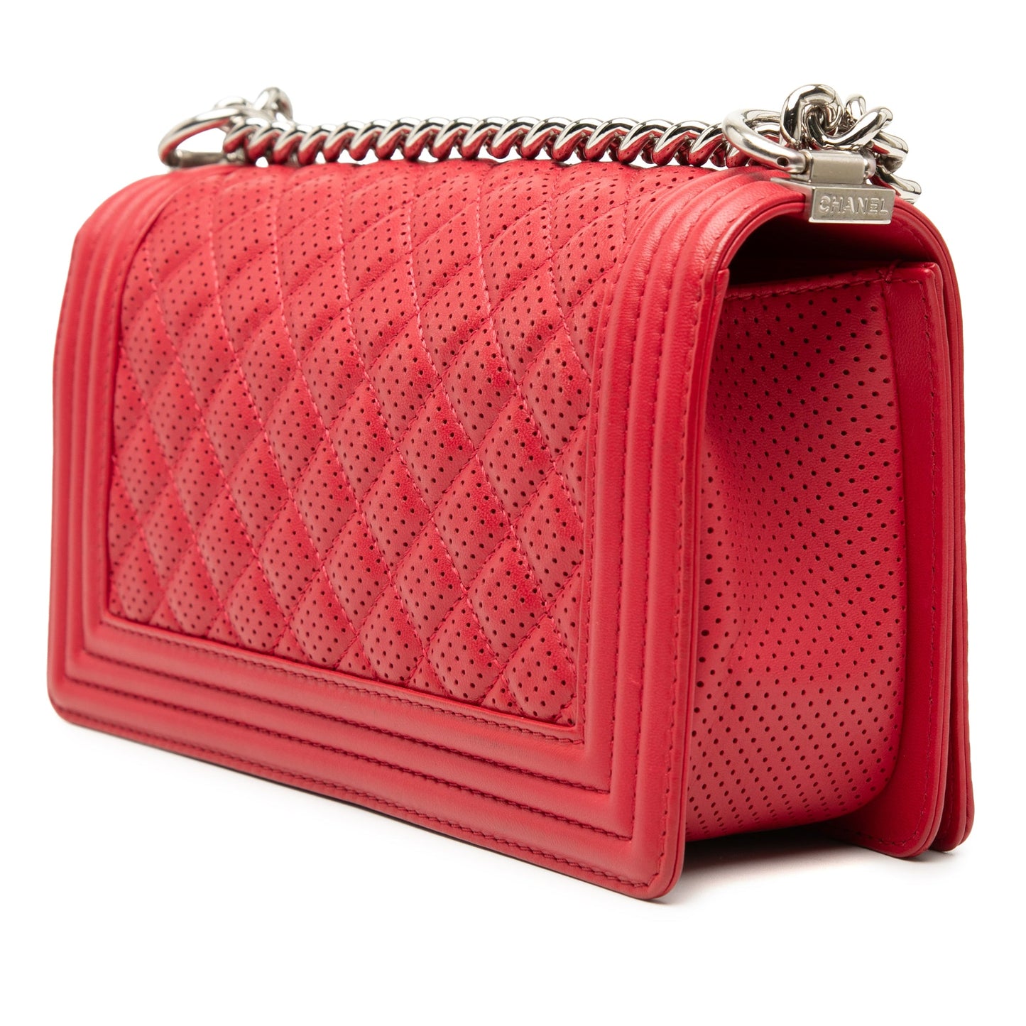 Chanel Old Medium Quilted Perforated Lambskin Boy Flap