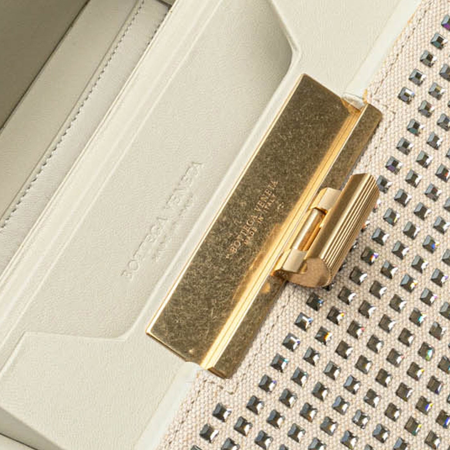 Bottega Veneta Crystal Embellished Canvas Daisey Crossbody