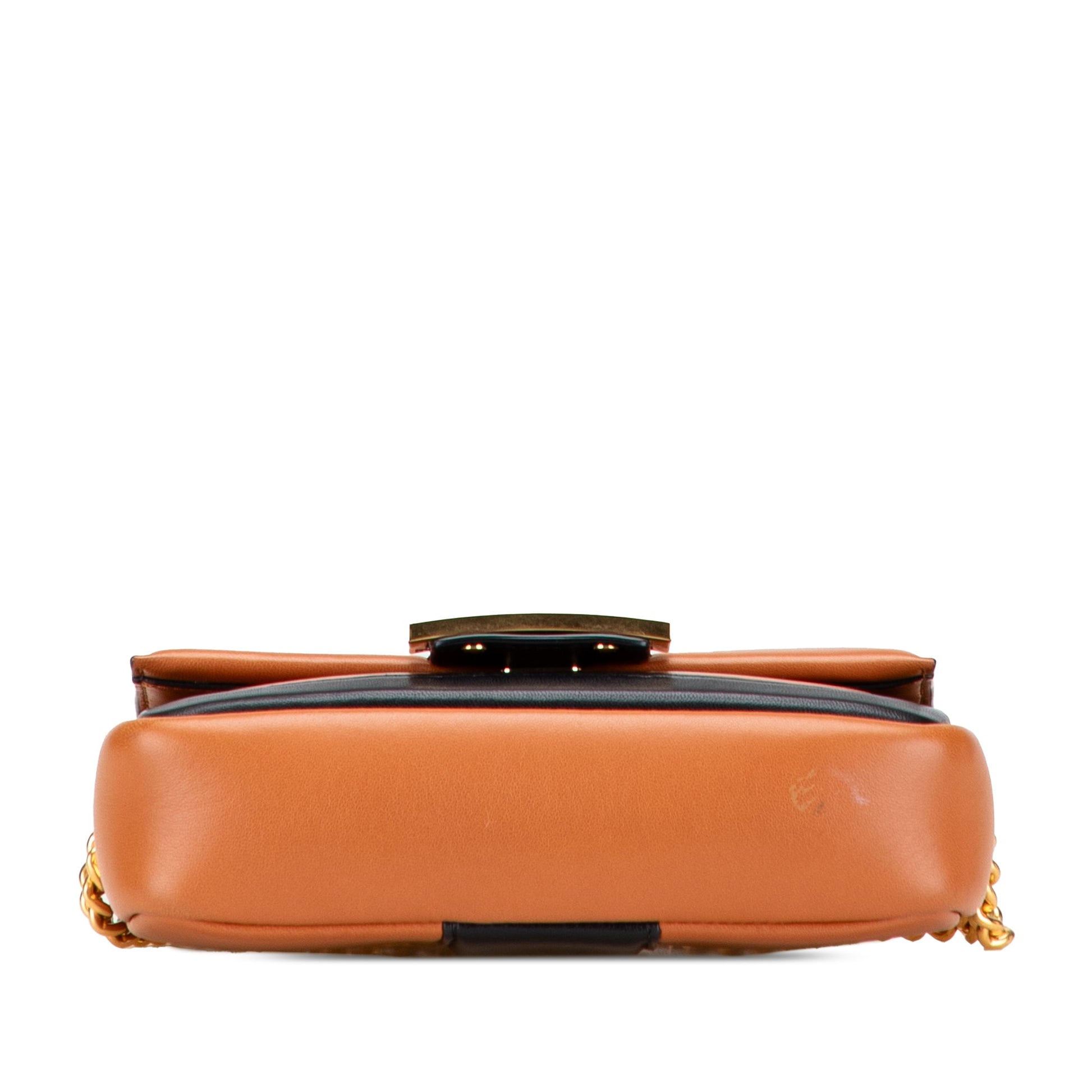 Fendi Mini Bicolor Nappa Apolo Chain Baguette Shoulder Bag
