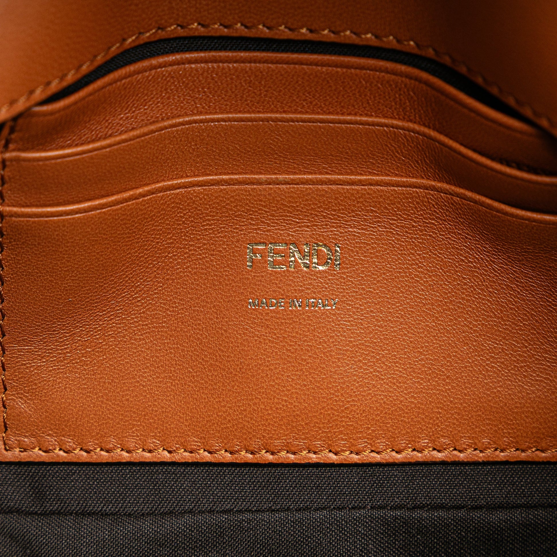 Fendi Mini Bicolor Nappa Apolo Chain Baguette Shoulder Bag