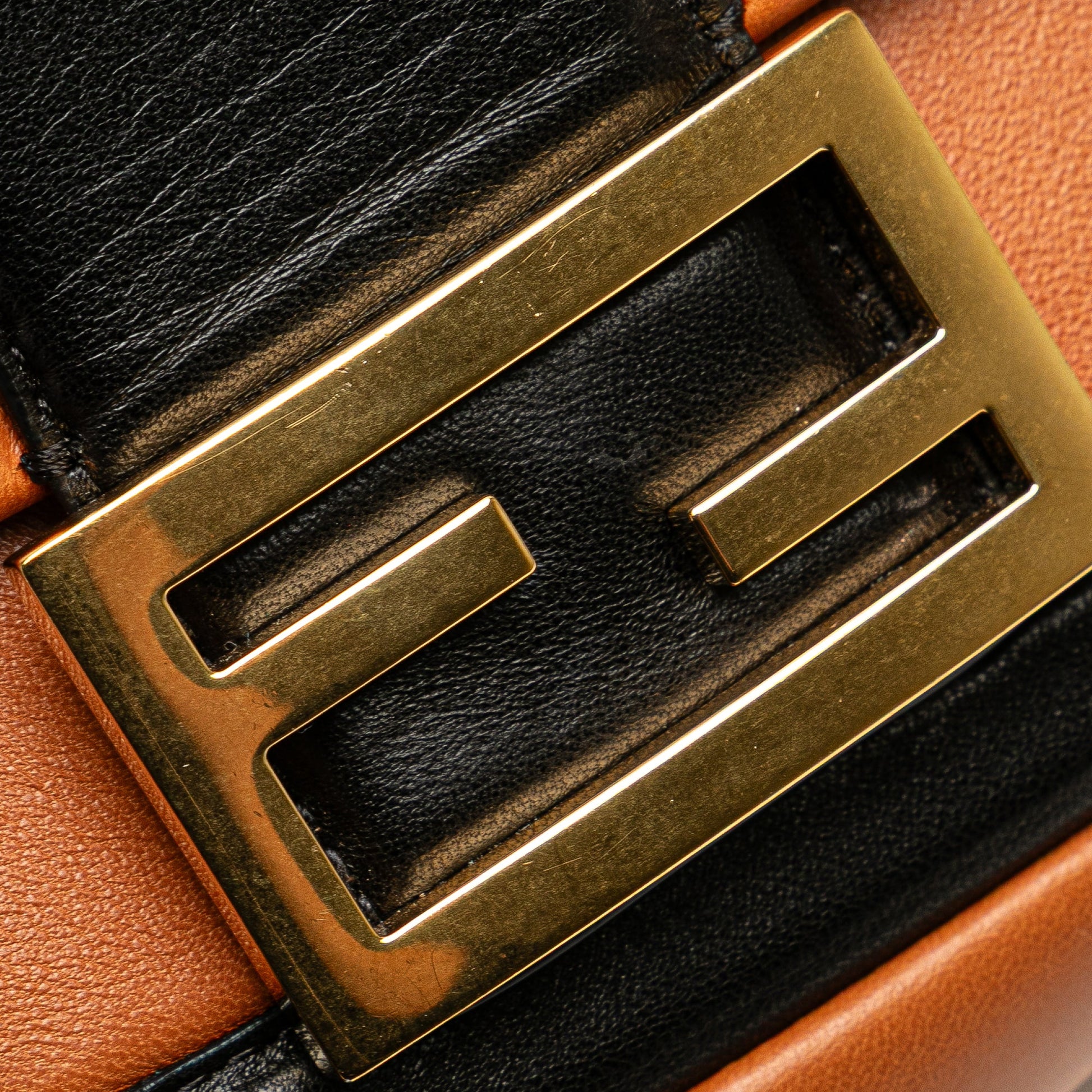 Fendi Mini Bicolor Nappa Apolo Chain Baguette Shoulder Bag