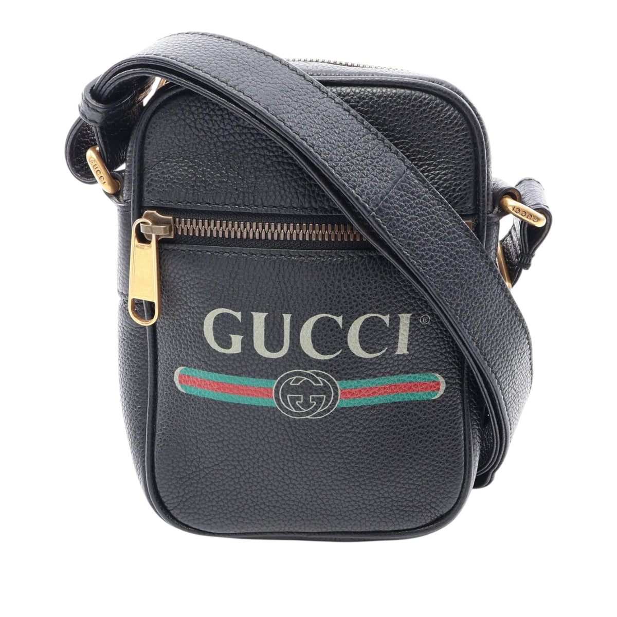 Gucci Mini Grained Calfskin Logo Crossbody