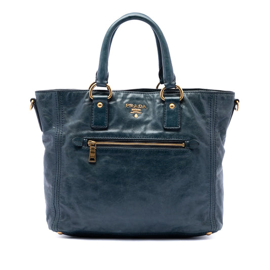Prada Vitello Shine Front Pocket Convertible Tote