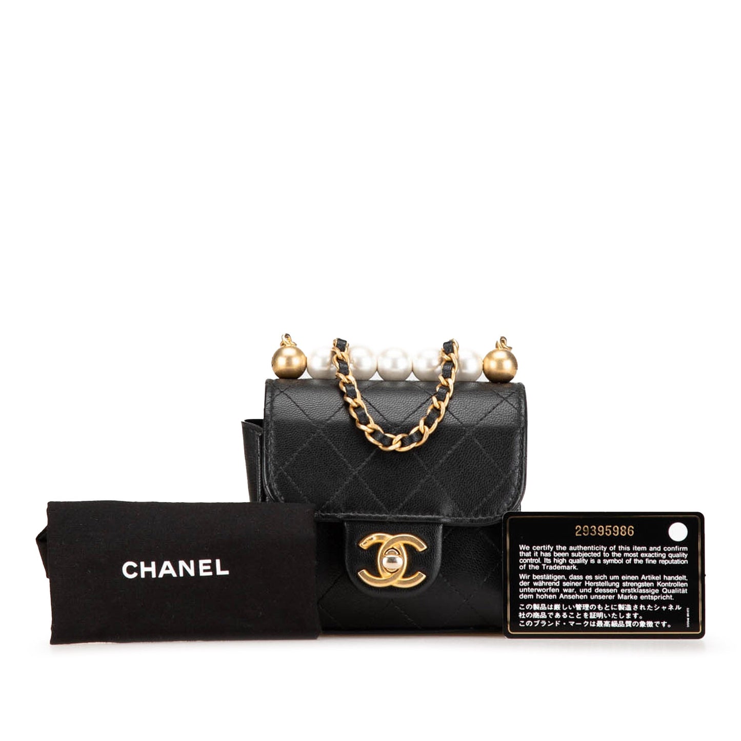 Chanel Mini Goatskin Chic Pearls Clutch On Chain
