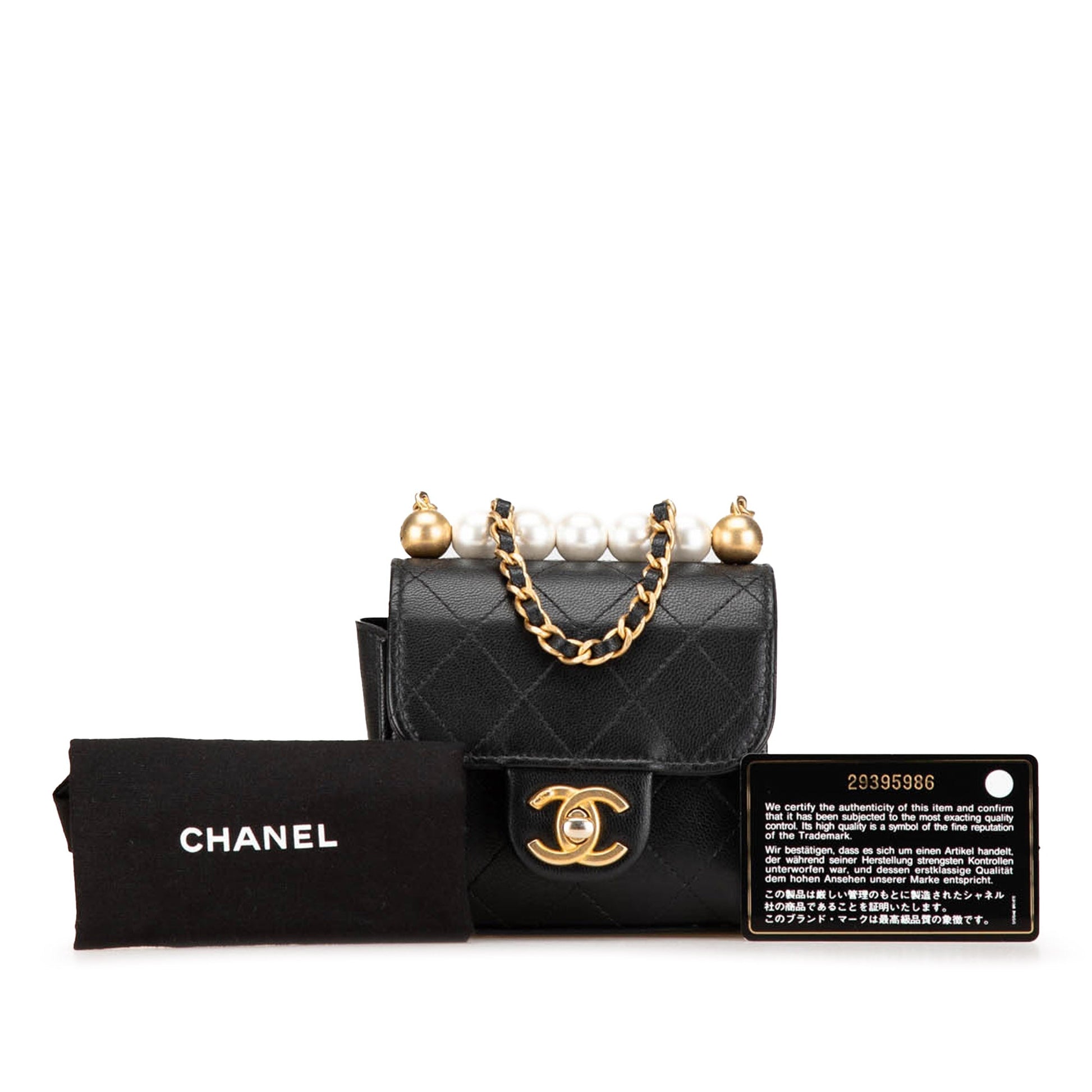 Chanel Mini Goatskin Chic Pearls Clutch On Chain