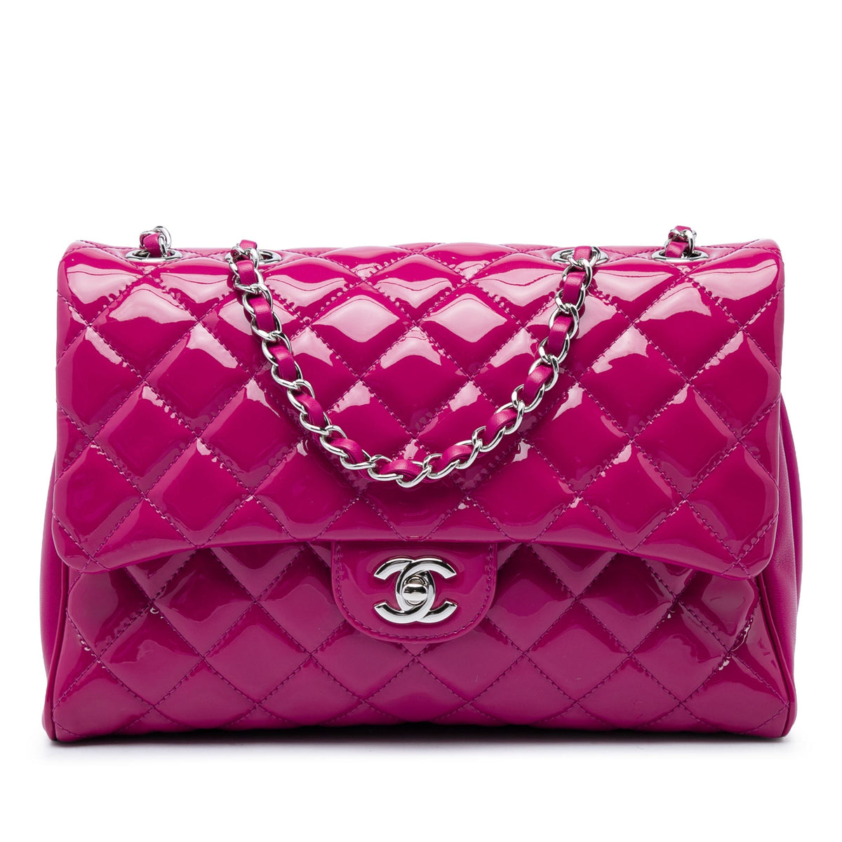 Chanel Large CC Quilted Patent Double Compartment Flap