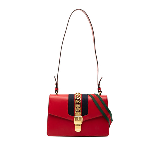 Gucci Small Leather Sylvie Web Satchel