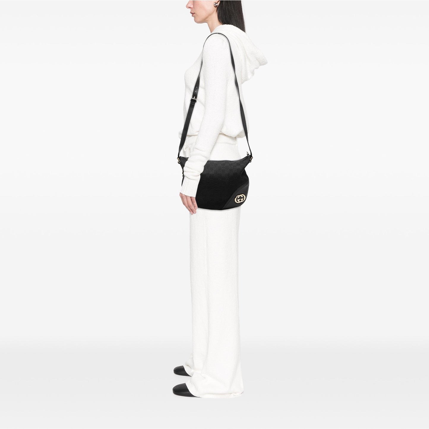 Gucci Medium GG Canvas New Britt Half Moon Crossbody