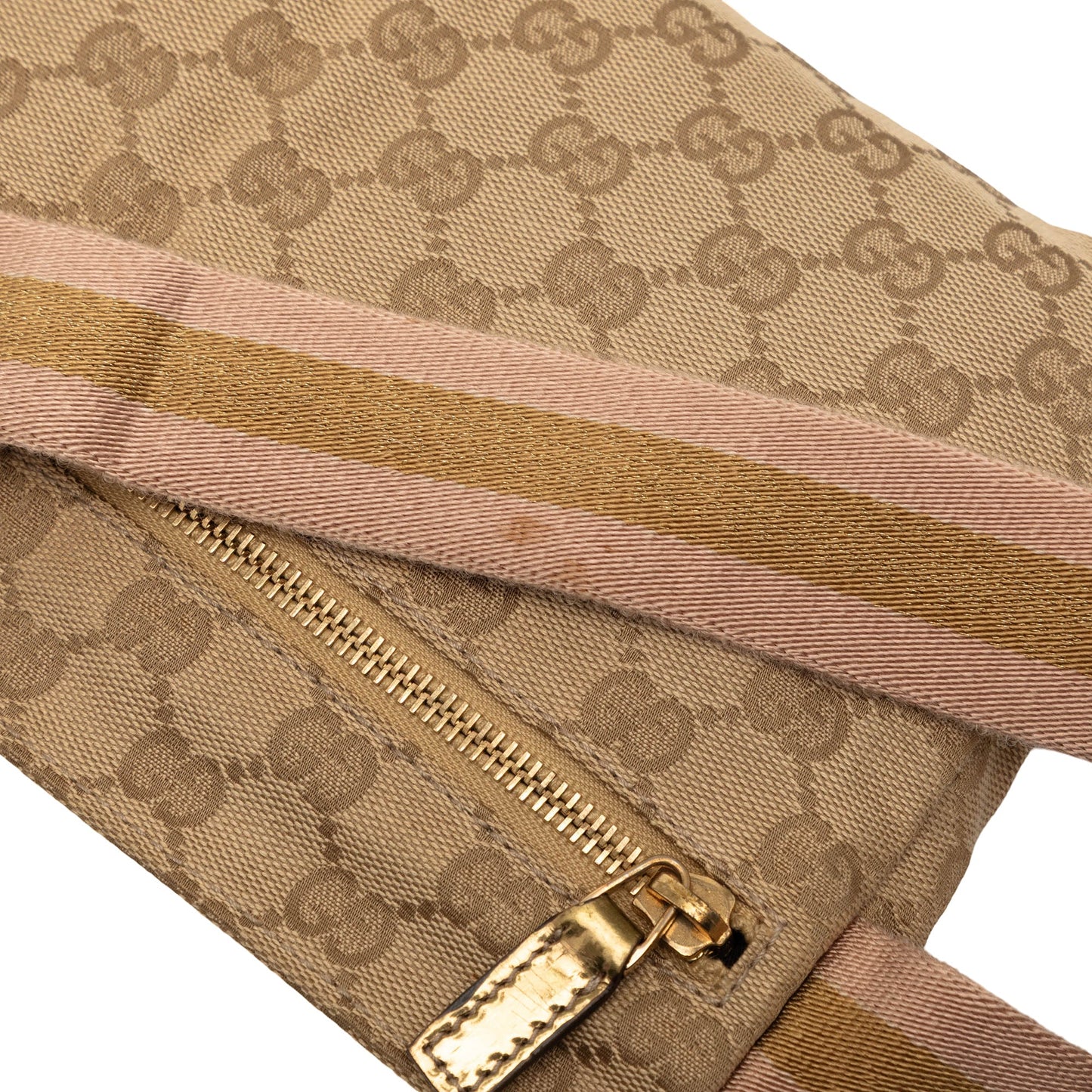 GG Canvas Web Double Pocket Belt Bag