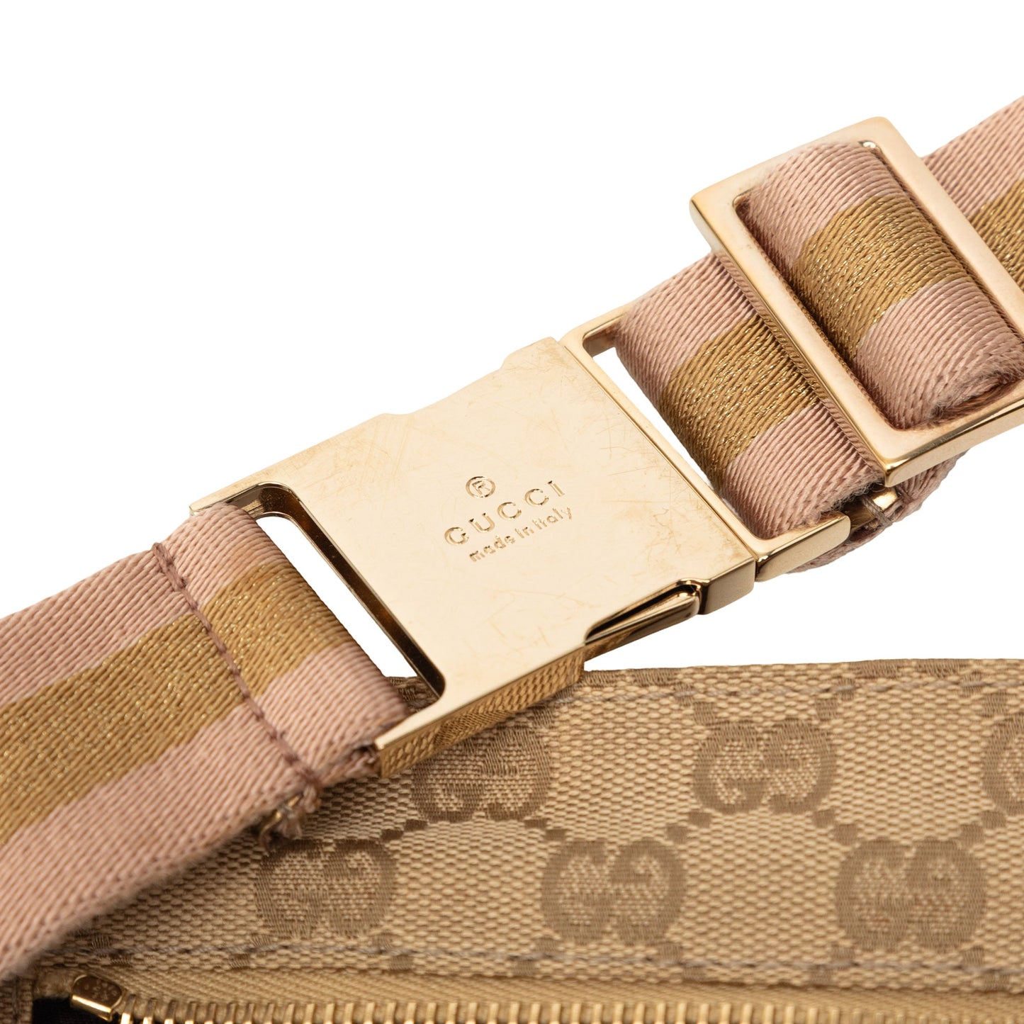 GG Canvas Web Double Pocket Belt Bag