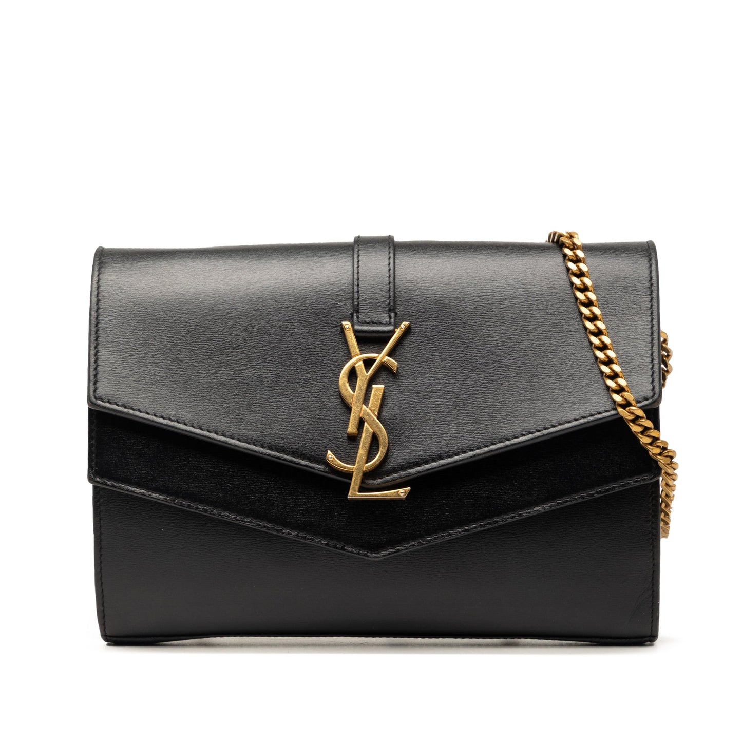 Saint Laurent Leather Monogram Sulpice Wallet on Chain