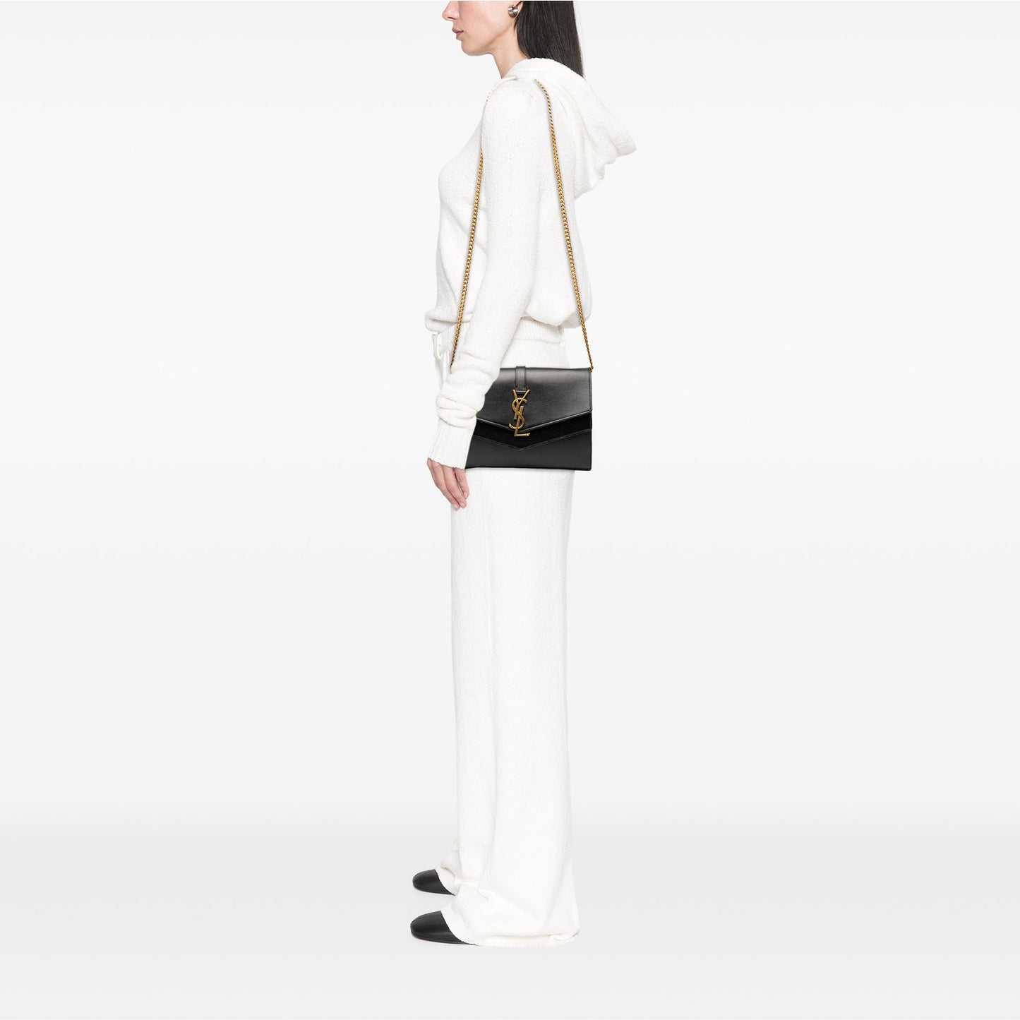 Saint Laurent Leather Monogram Sulpice Wallet on Chain
