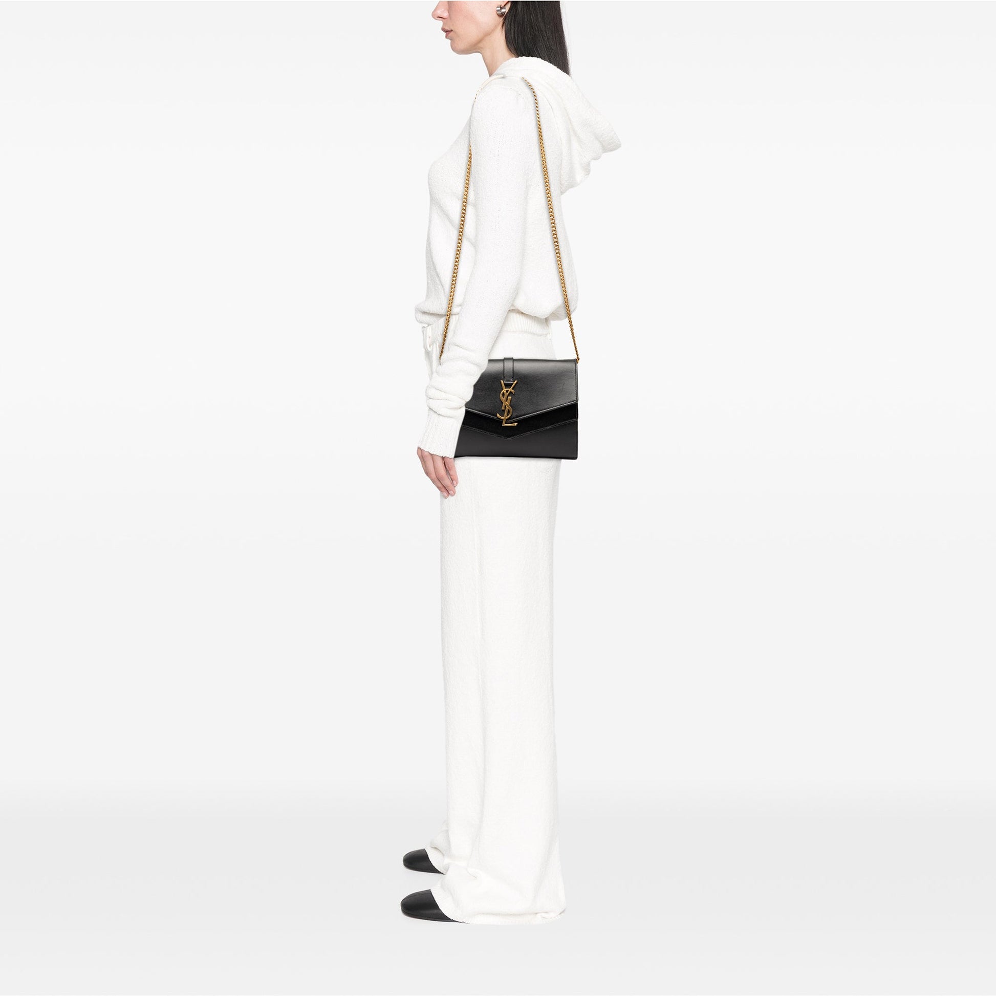 Saint Laurent Leather Monogram Sulpice Wallet on Chain