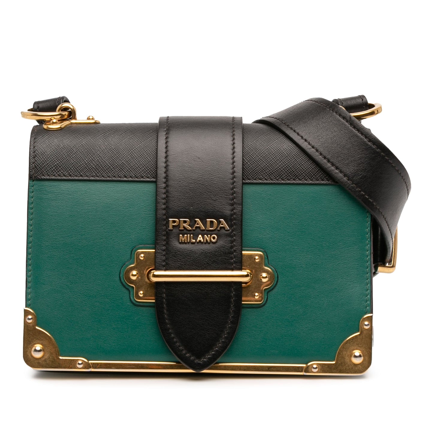 Prada Saffiano Trimmed City Calf Crystal Cahier Crossbody