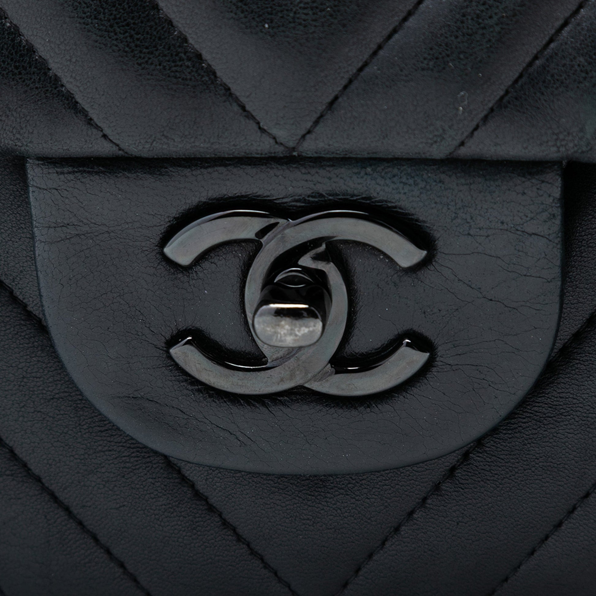Jumbo Classic Chevron Lambskin So Black Double Flap