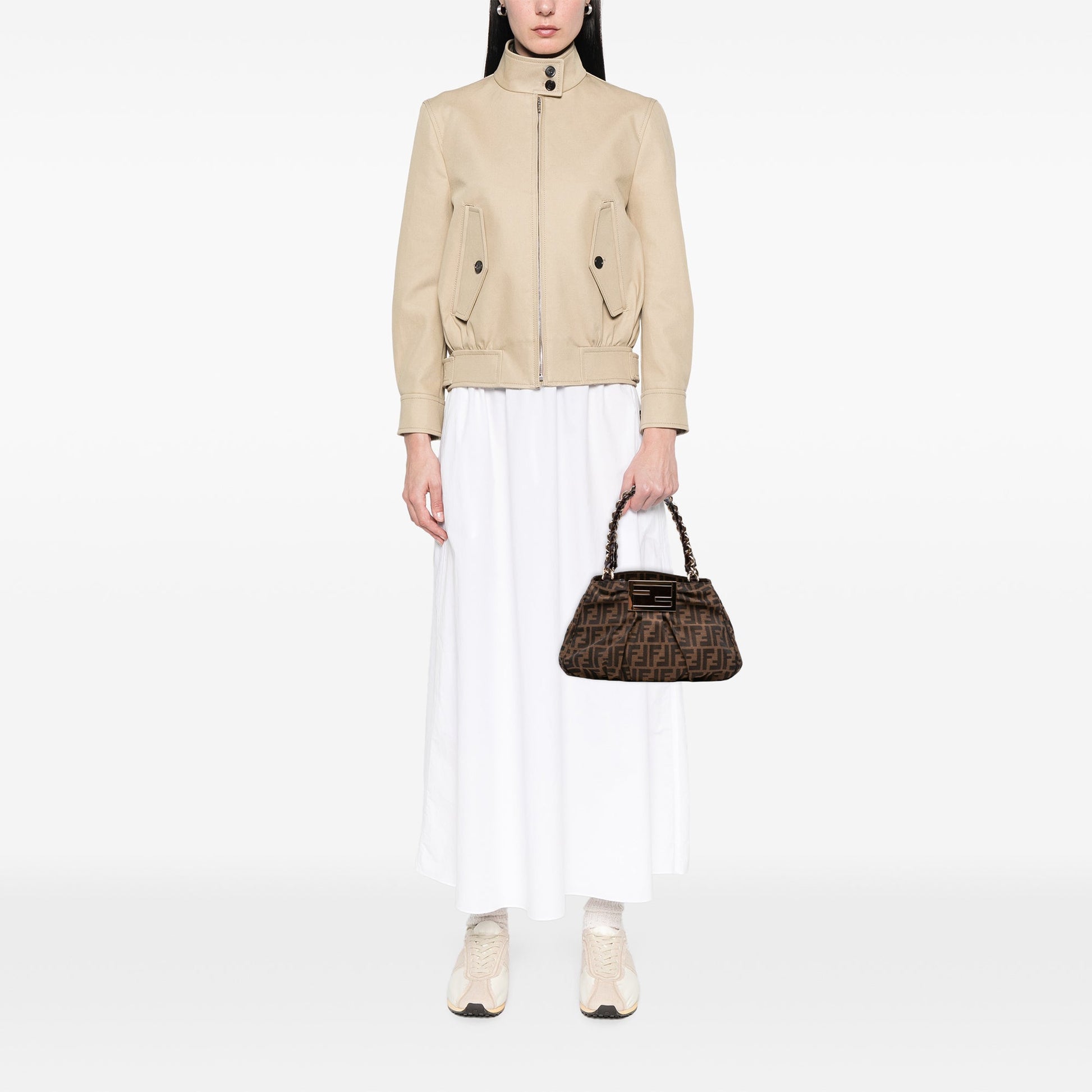Fendi Small Zucca Canvas Mia Chain Tote
