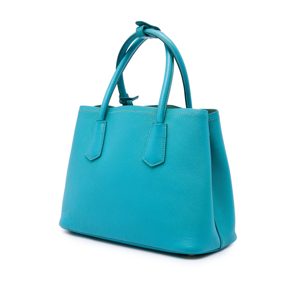 Prada Medium Saffiano Cuir Double Satchel — Blue
