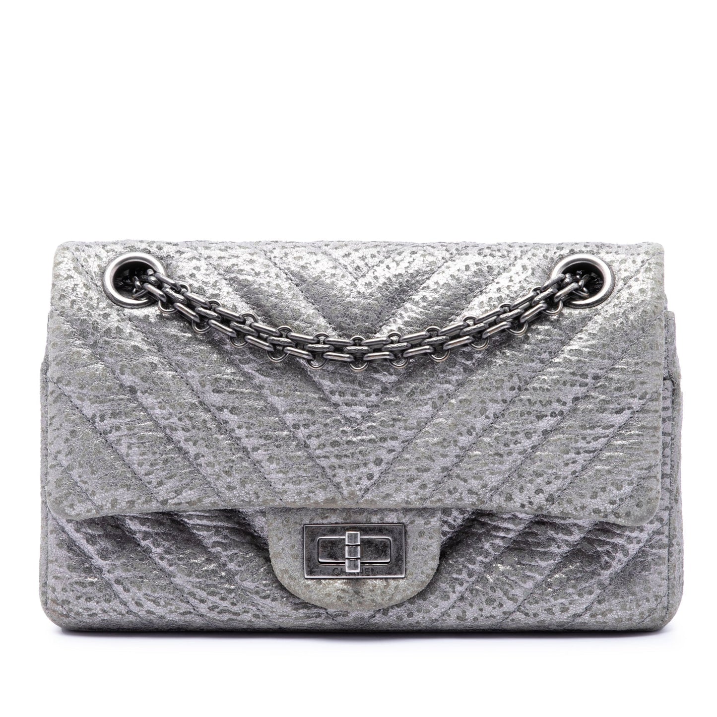 Chanel Chevron Metallic Textured Calfskin Reissue 2.55 Double Flap 224