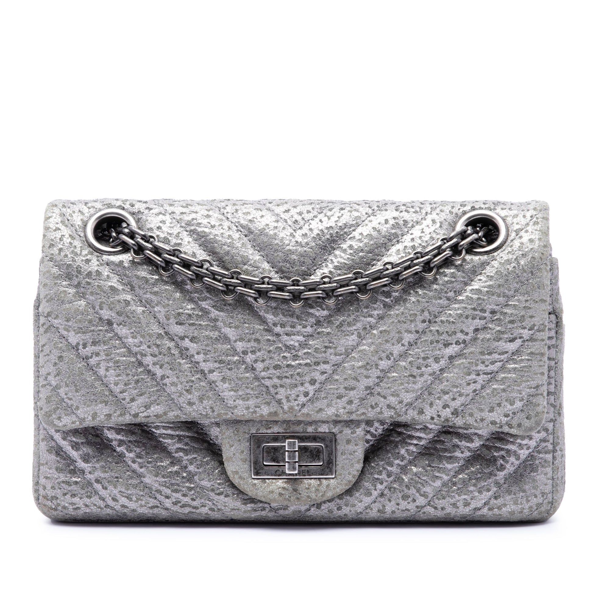 Chanel Chevron Metallic Textured Calfskin Reissue 2.55 Double Flap 224