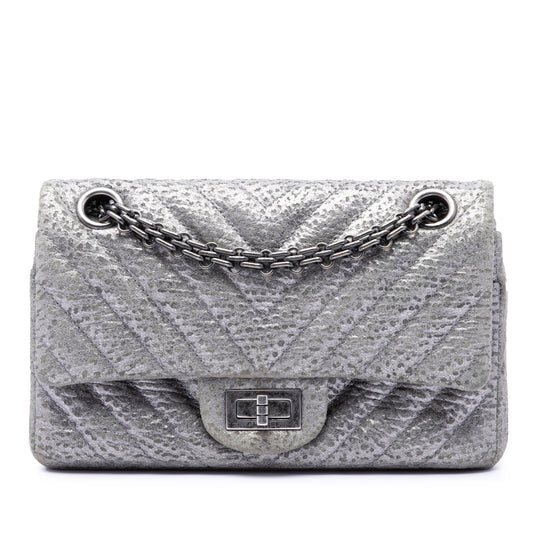 Chanel Chevron Metallic Textured Calfskin Reissue 2.55 Double Flap 224