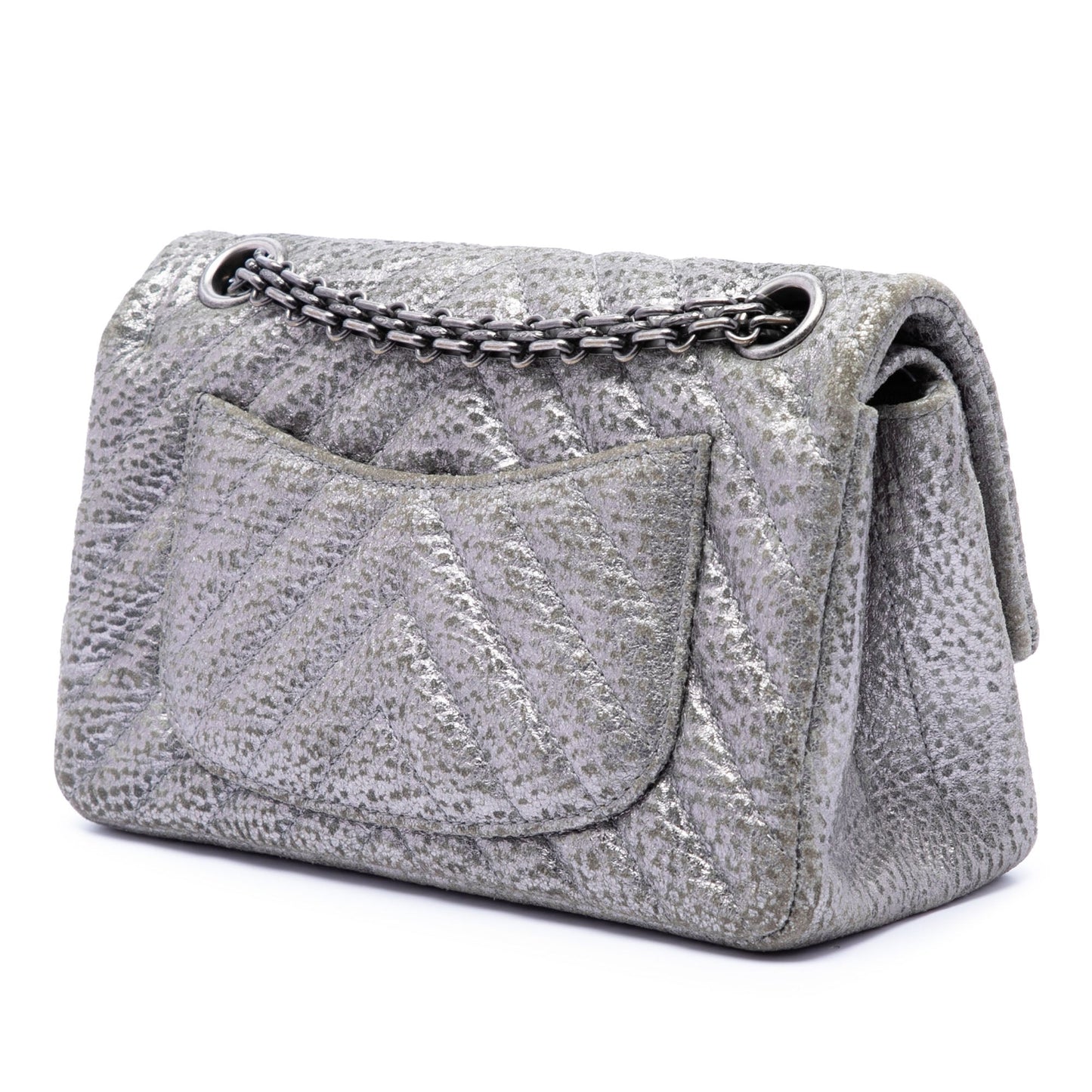 Chanel Chevron Metallic Textured Calfskin Reissue 2.55 Double Flap 224