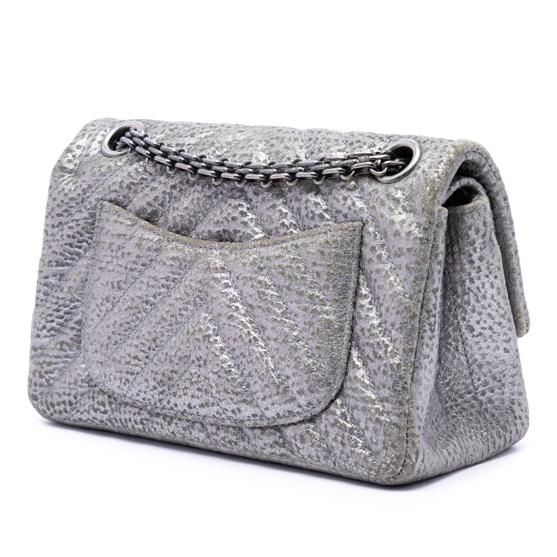 Chanel Chevron Metallic Textured Calfskin Reissue 2.55 Double Flap 224