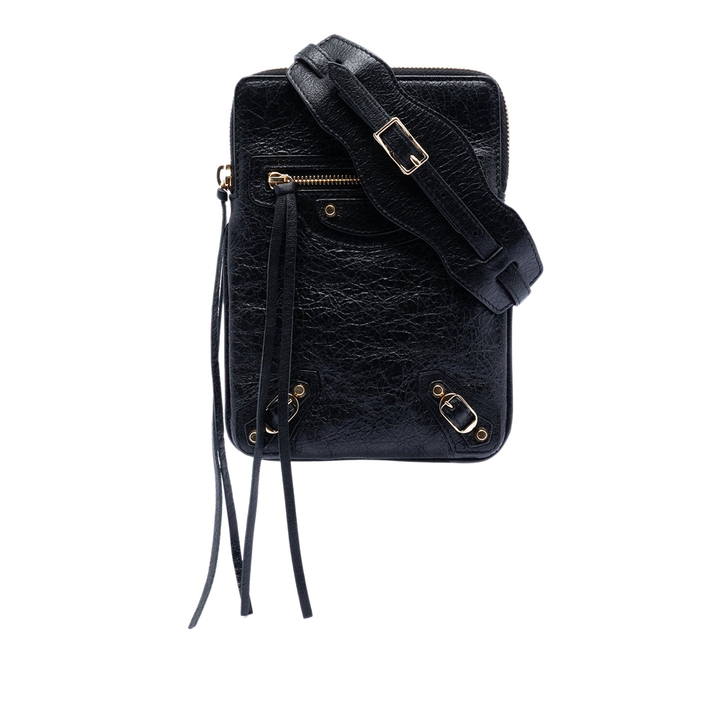 Balenciaga Lambskin Motocross Classic Phone Holder Bag