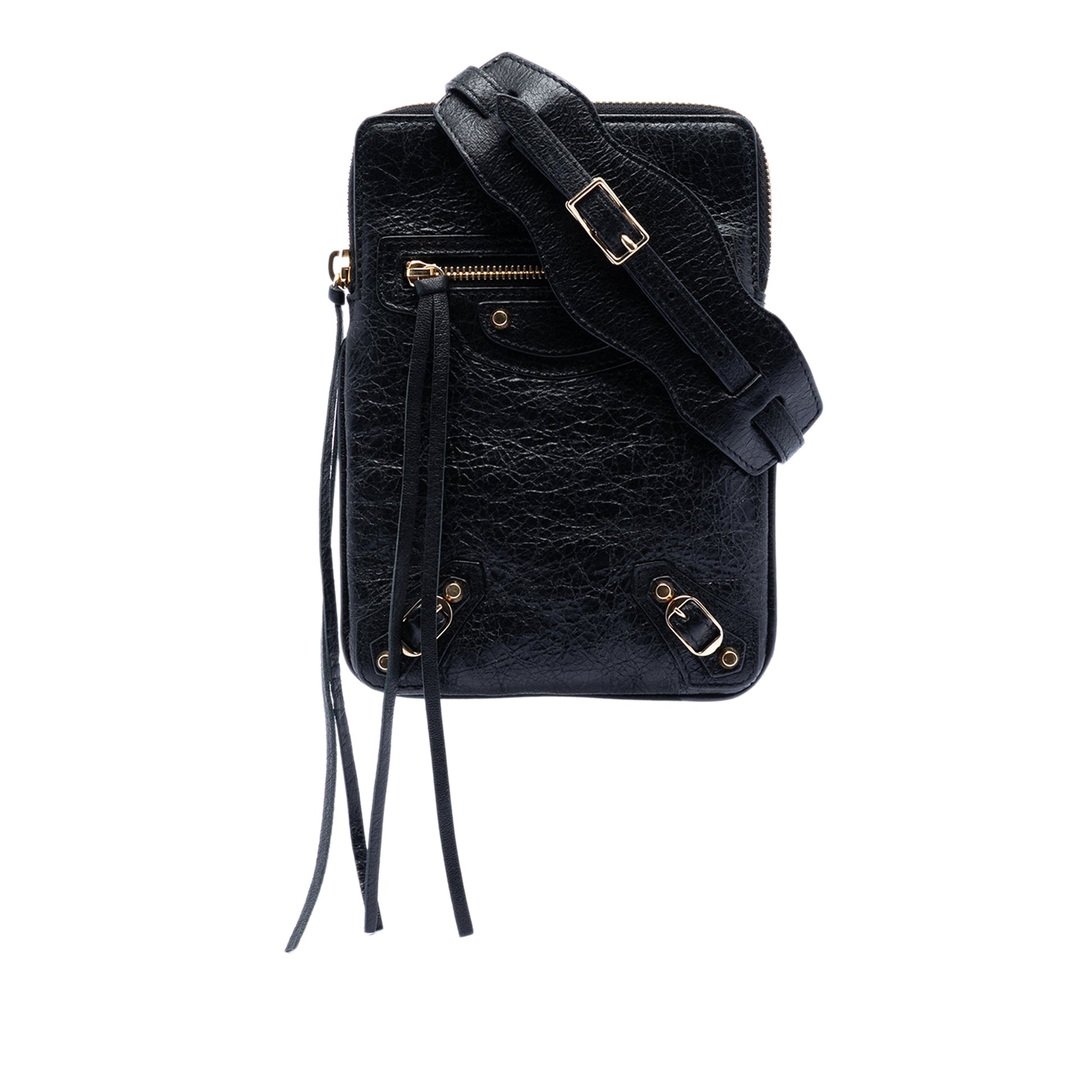 Balenciaga Lambskin Motocross Classic Phone Holder Bag