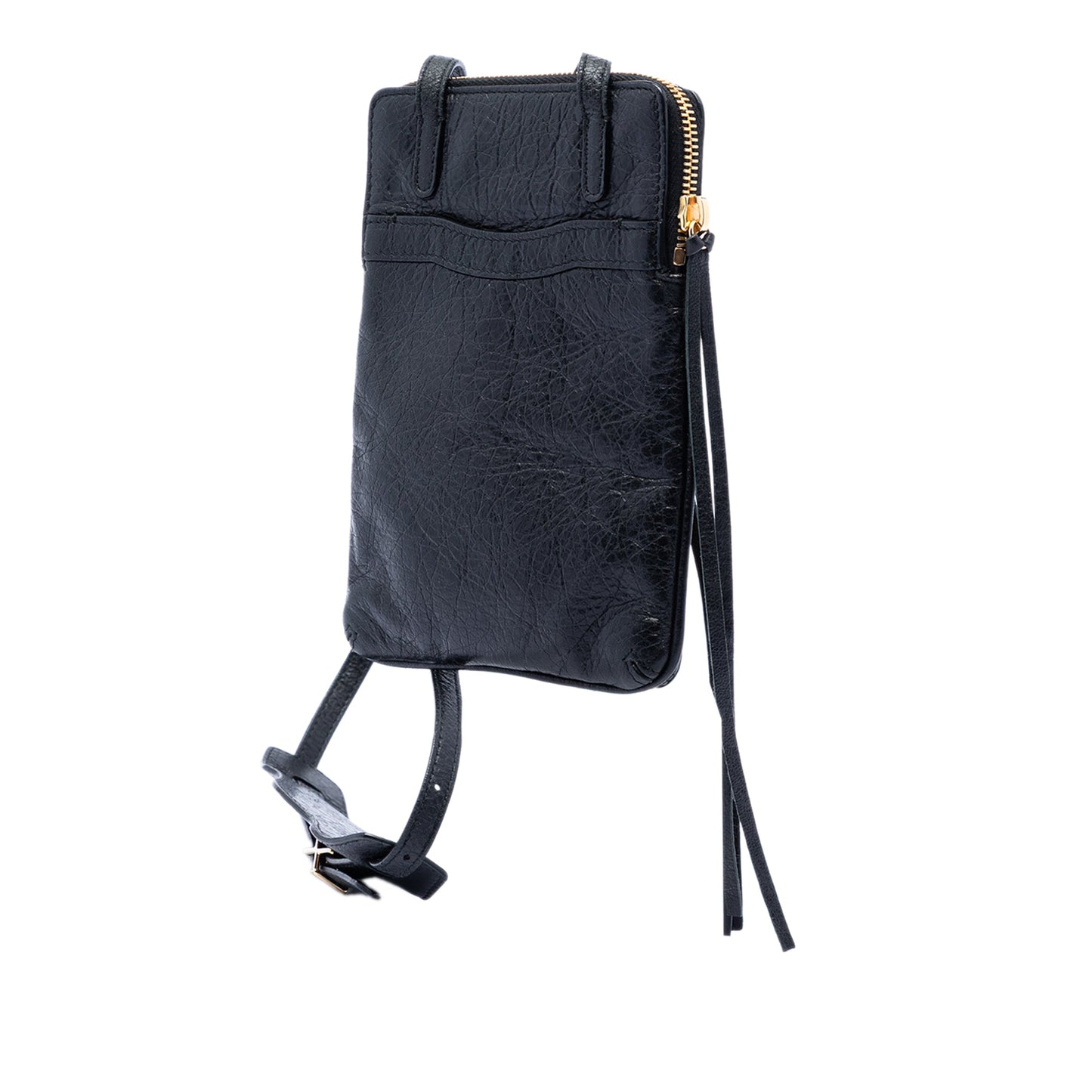 Balenciaga Lambskin Motocross Classic Phone Holder Bag