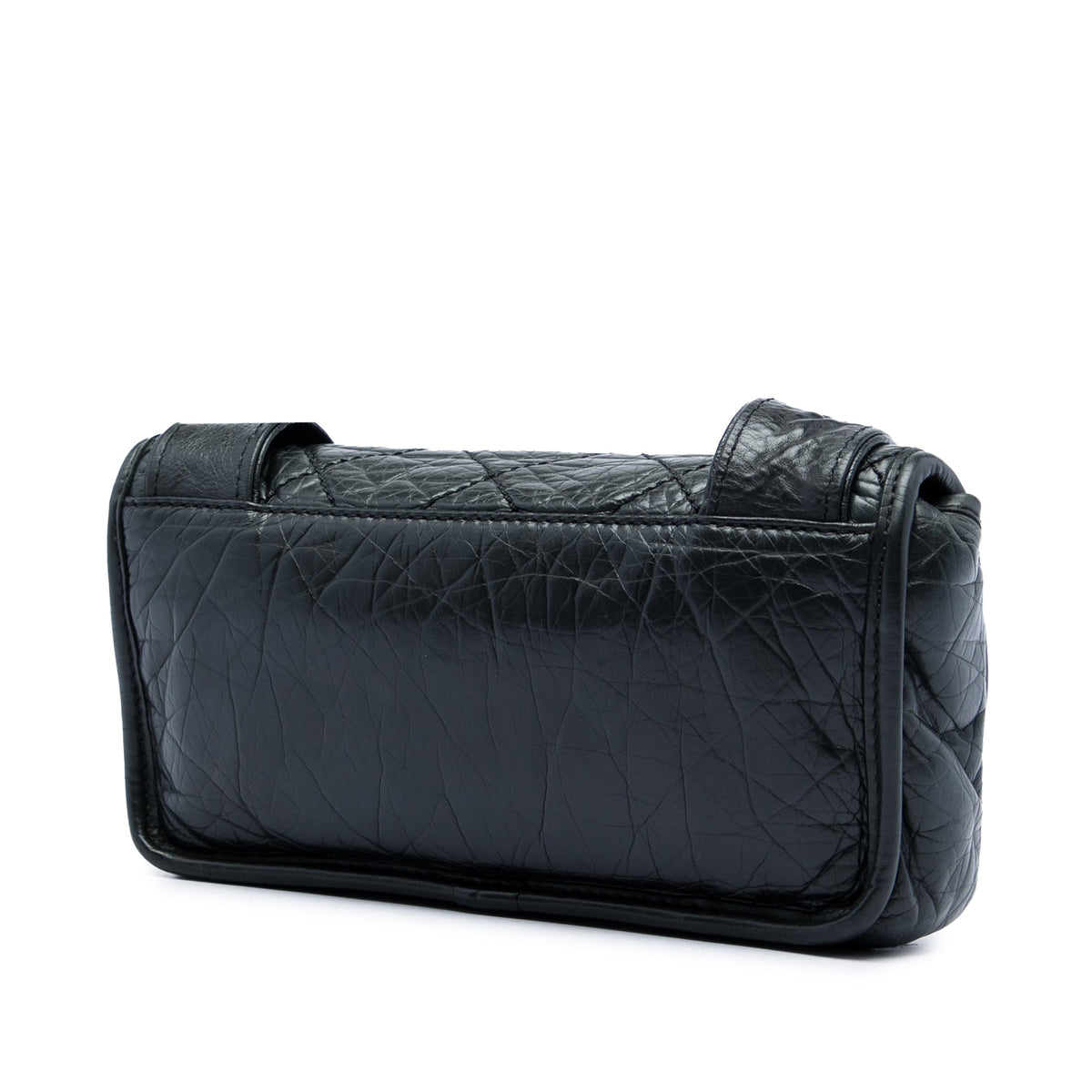 Chanel Quilted Aged Calfskin Oval Logo Flap — Black